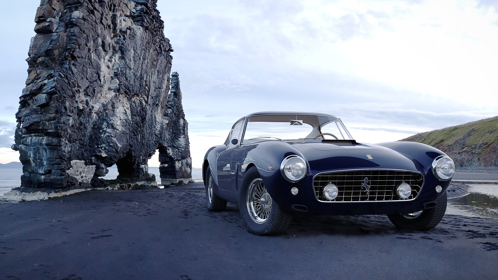 3D Lifestyle Render of a Classic Black Car