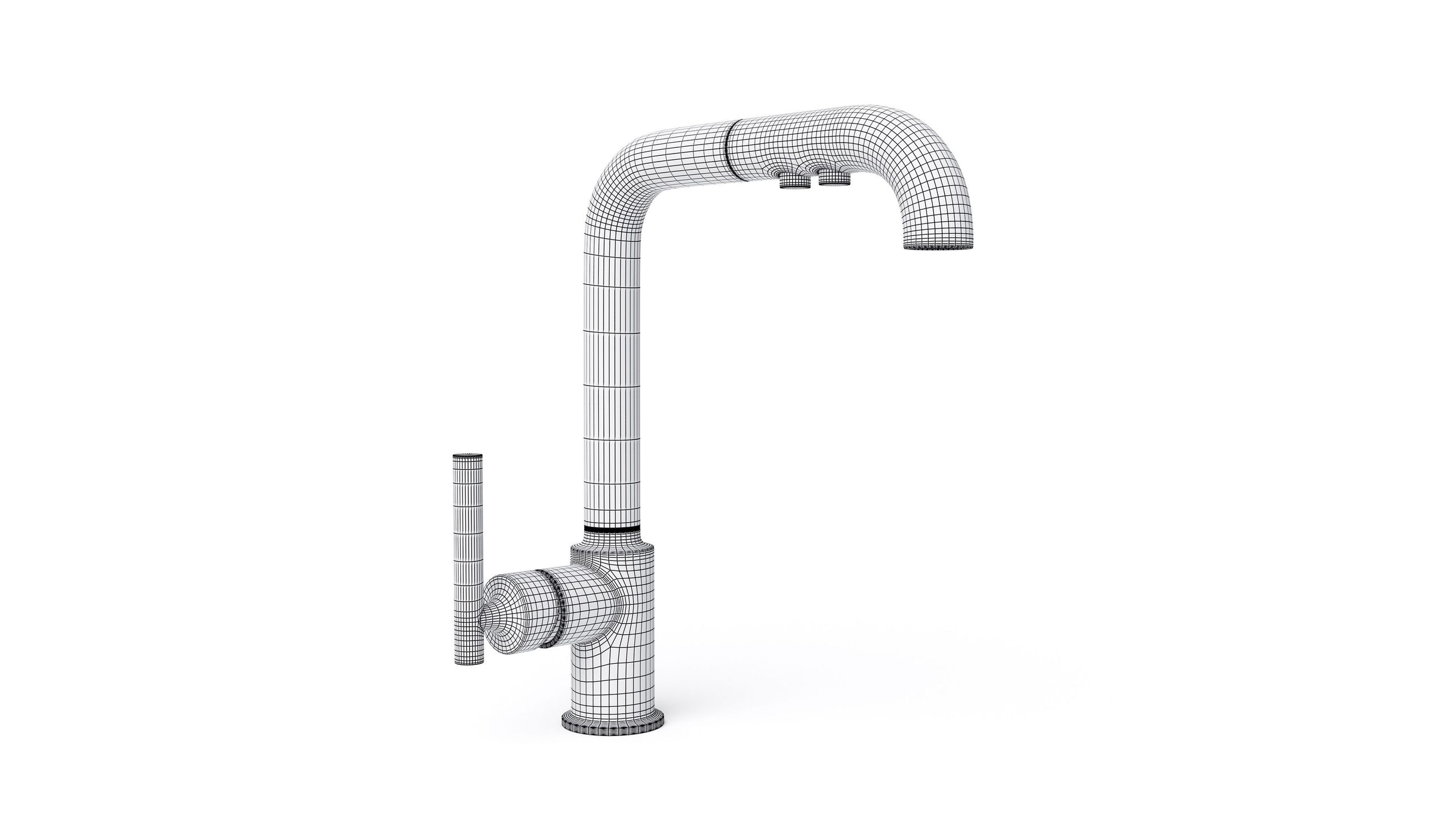 High-quality 3D model and rendering of a faucet showcasing 3D product visualization and CGI rendering techniques