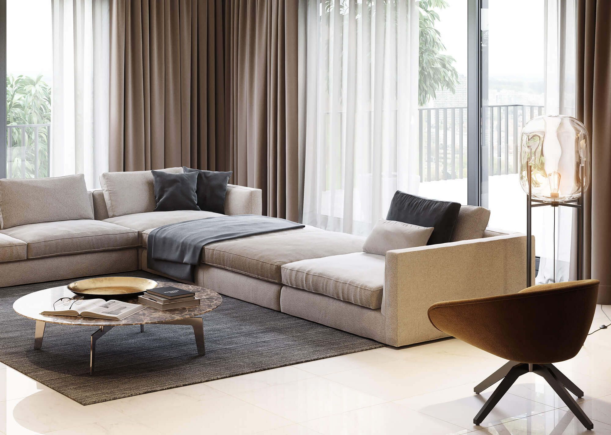 3D Rendering of a Living Room Couch