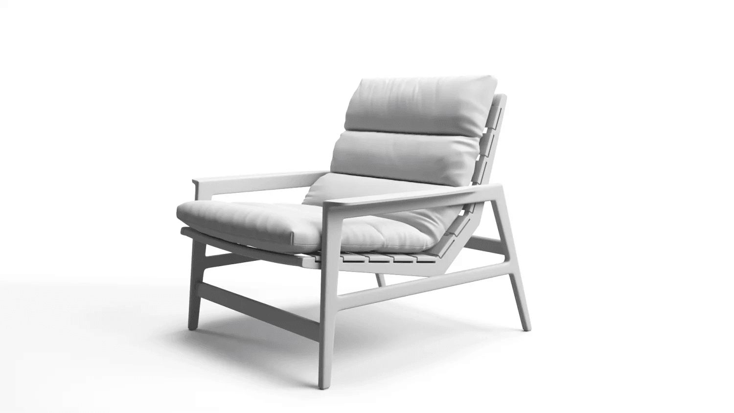 Side view of a grey scale chair 3D model