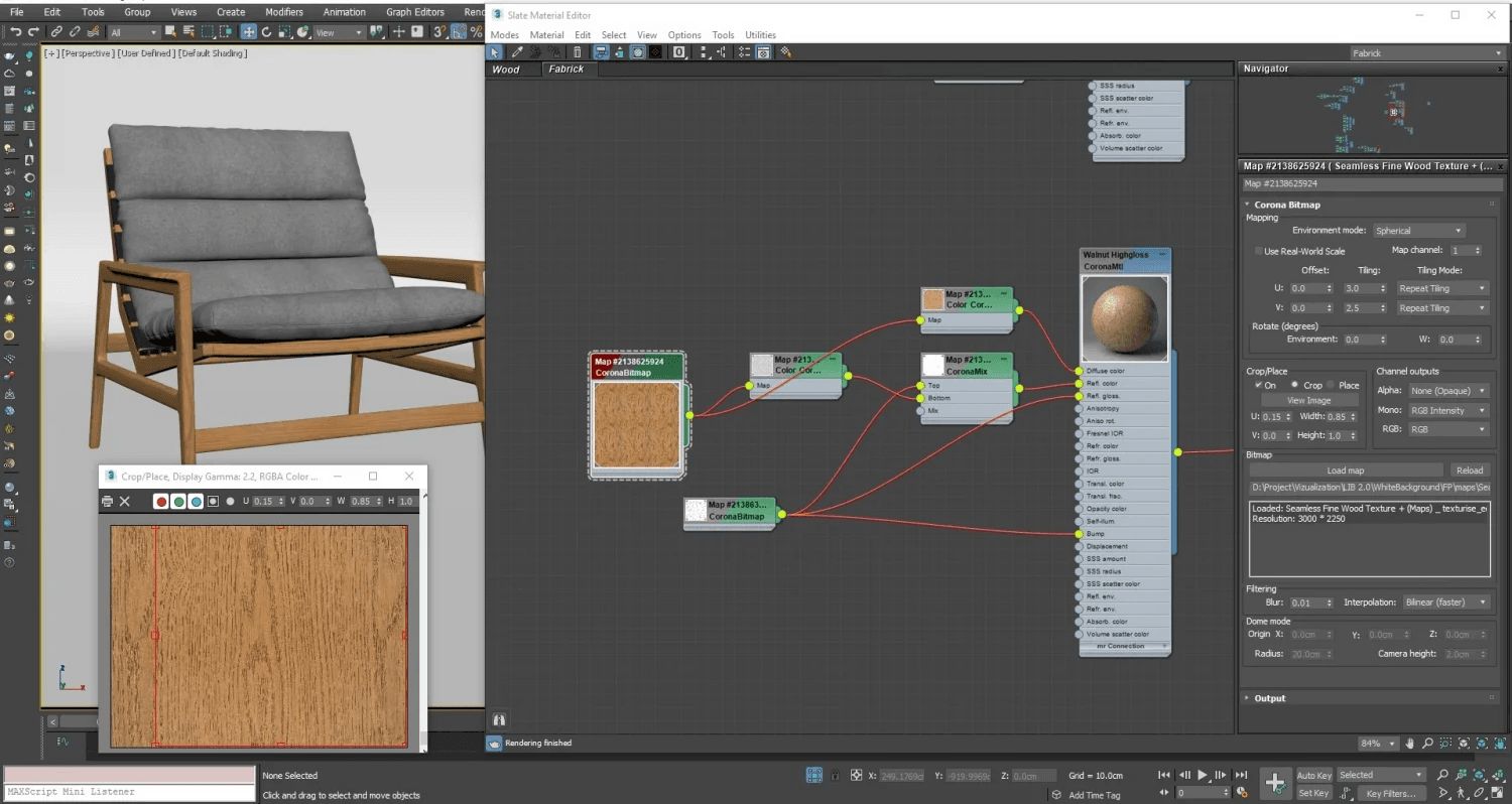 Texturing upholstered furniture model
