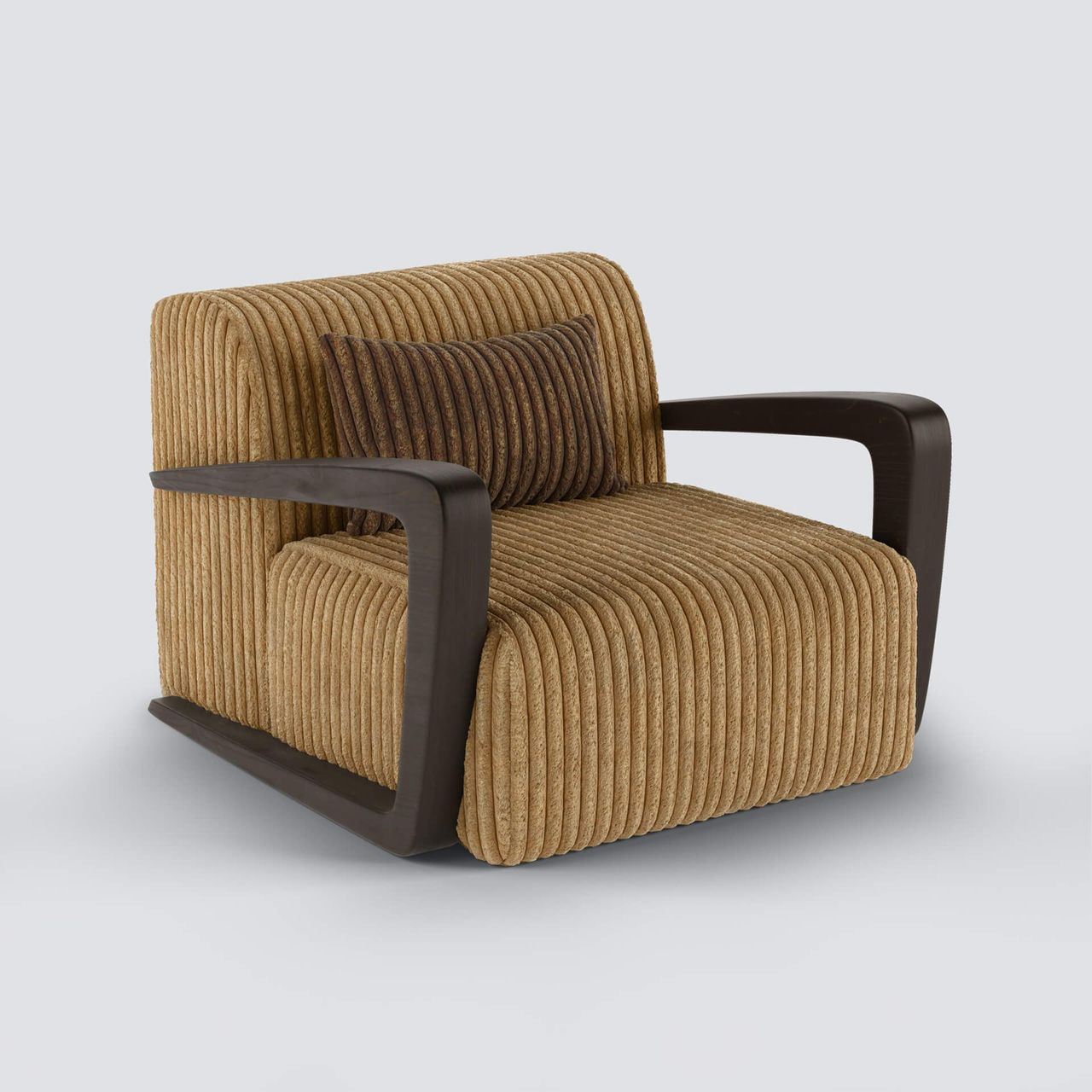Photoreal 3D rendered image of a stylish armchair showcasing realistic product rendering and 3D product visualization