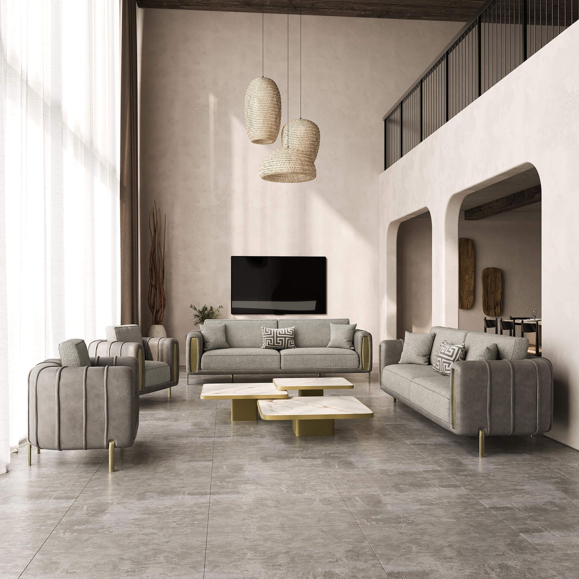 Grey Upholstered Set Lifestyle Render