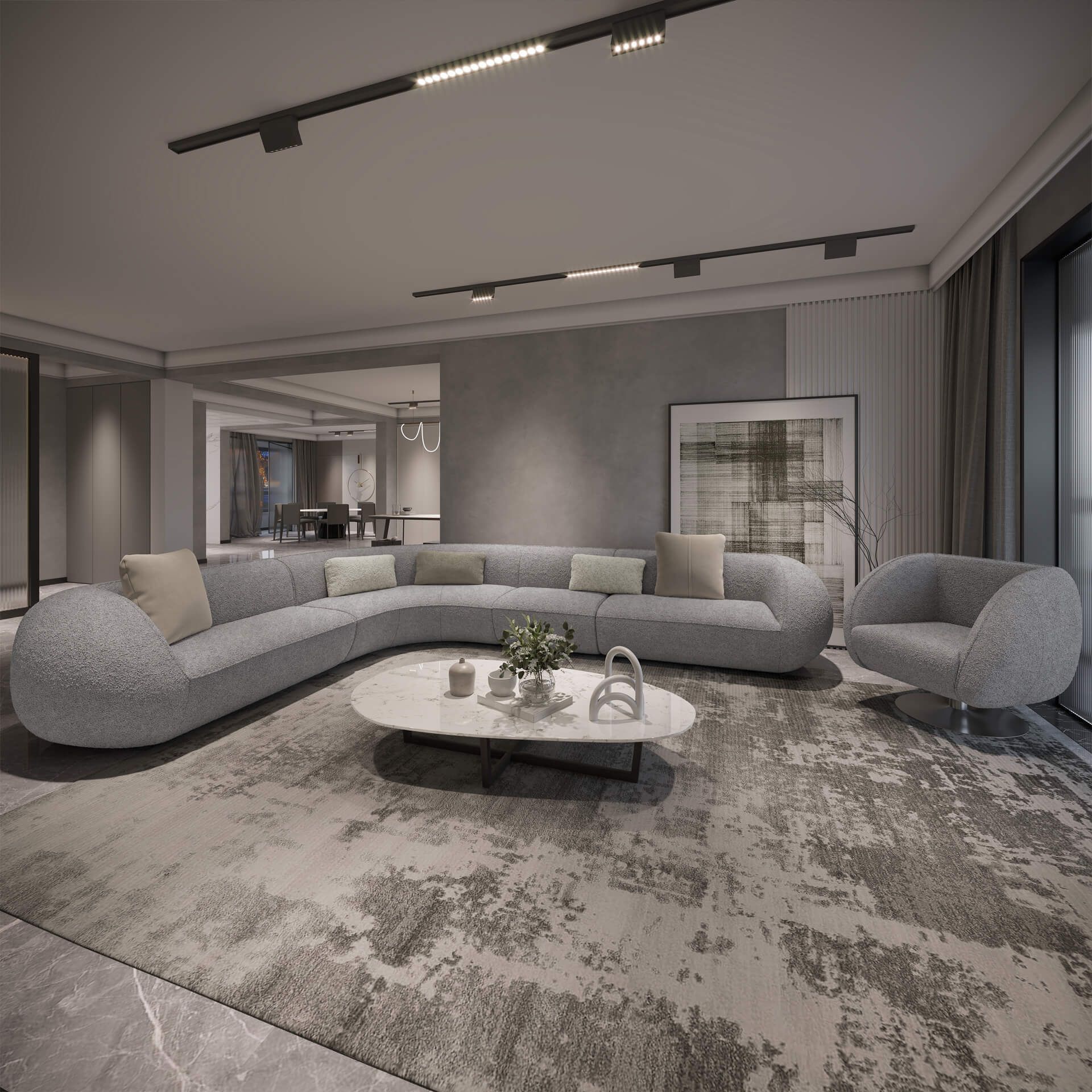 Grey Upholstered Set Lifestyle Rendering