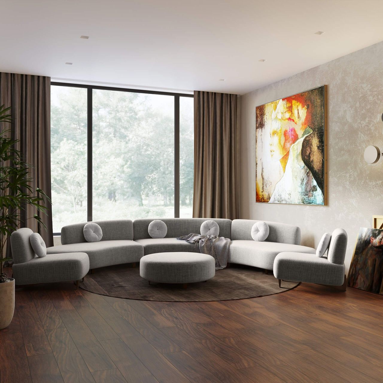 Semi-circular Sofa Lifestyle Rendering