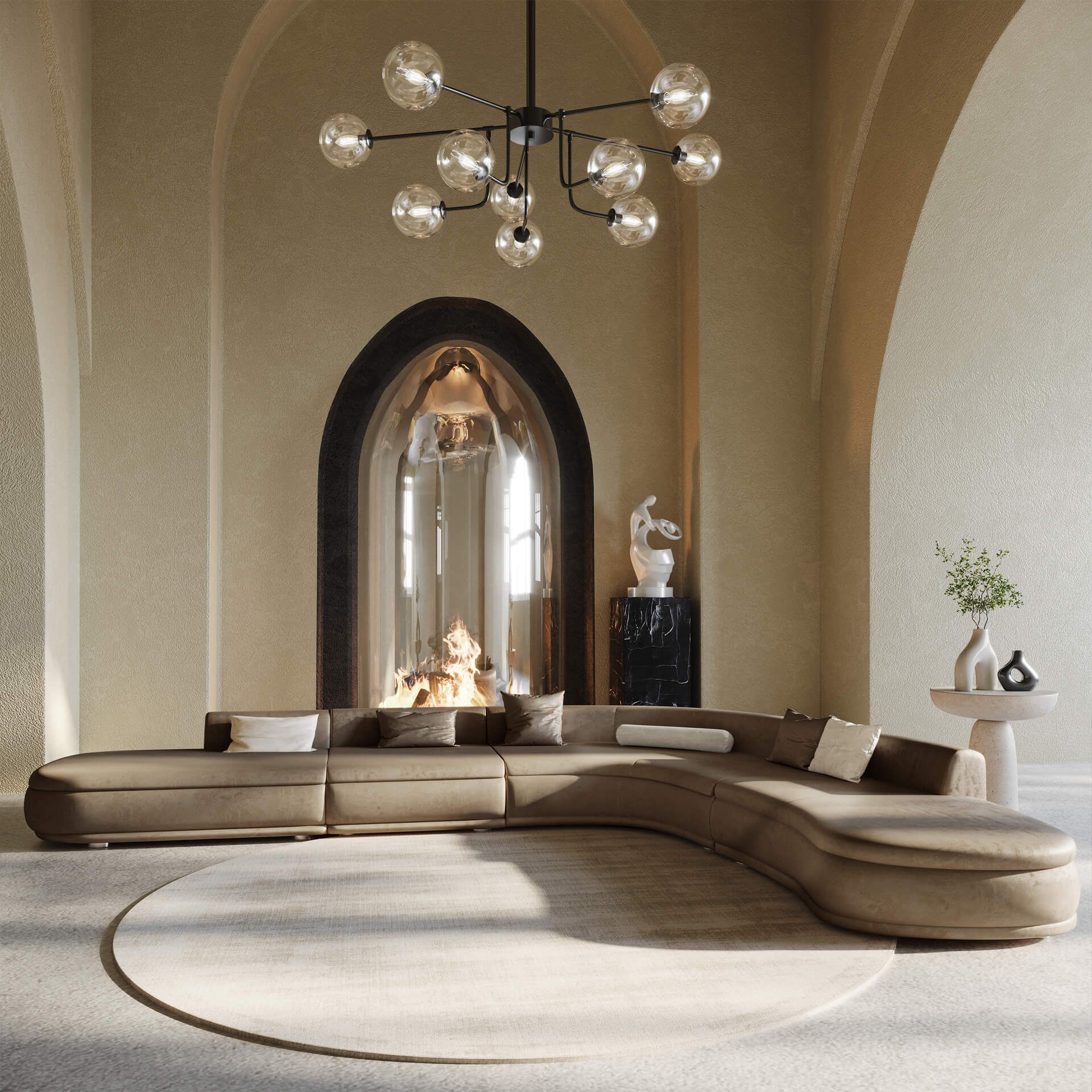 Light Brown Sofa Lifestyle Rendering