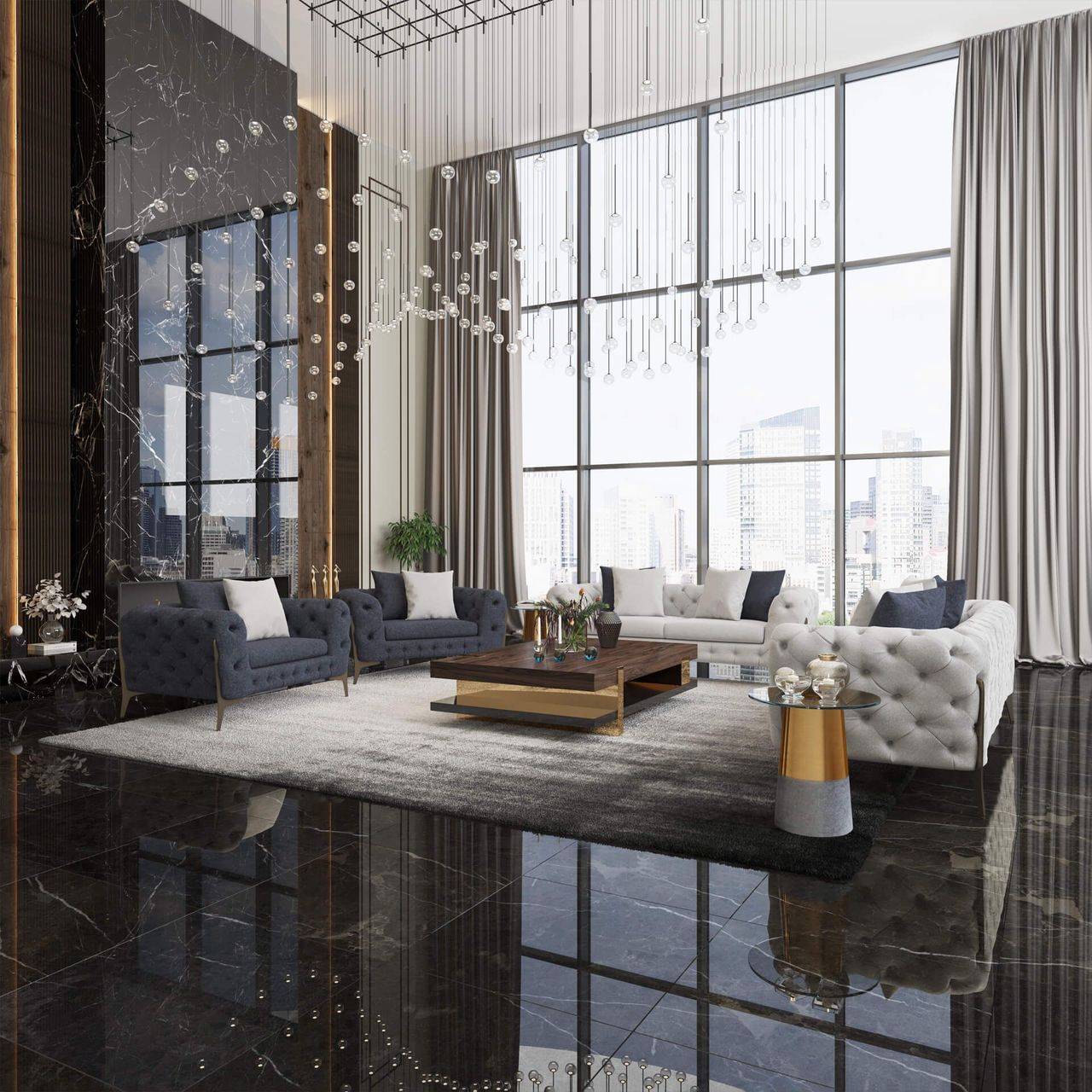 Living Room Seating in a Luxury Interior Setting