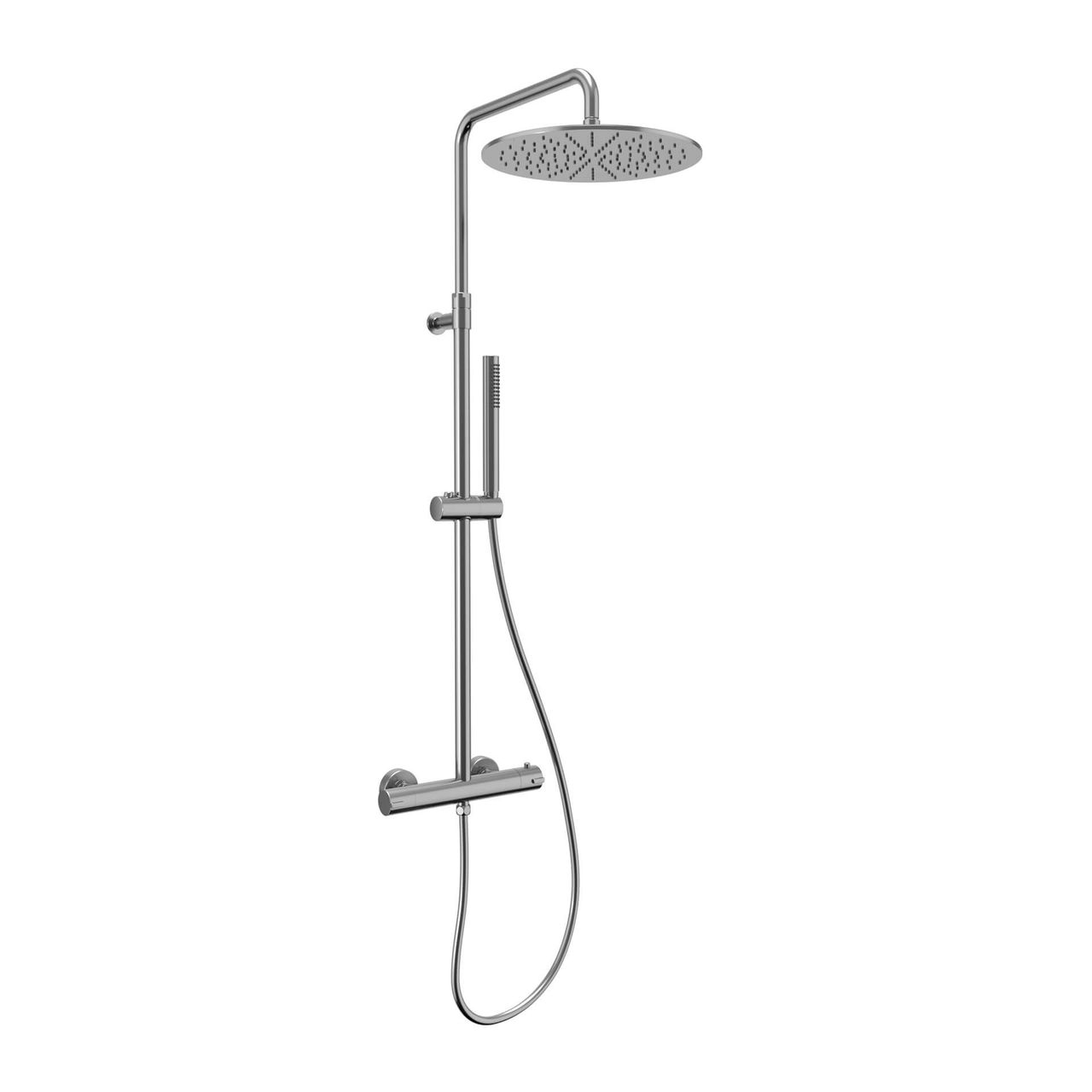 Photoreal 3D model and rendering of a stylish shower fixture, showcasing realistic product visualization and photorealistic CGI.