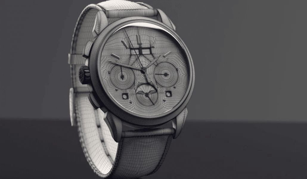 Grayscale 3D Model of a Watch