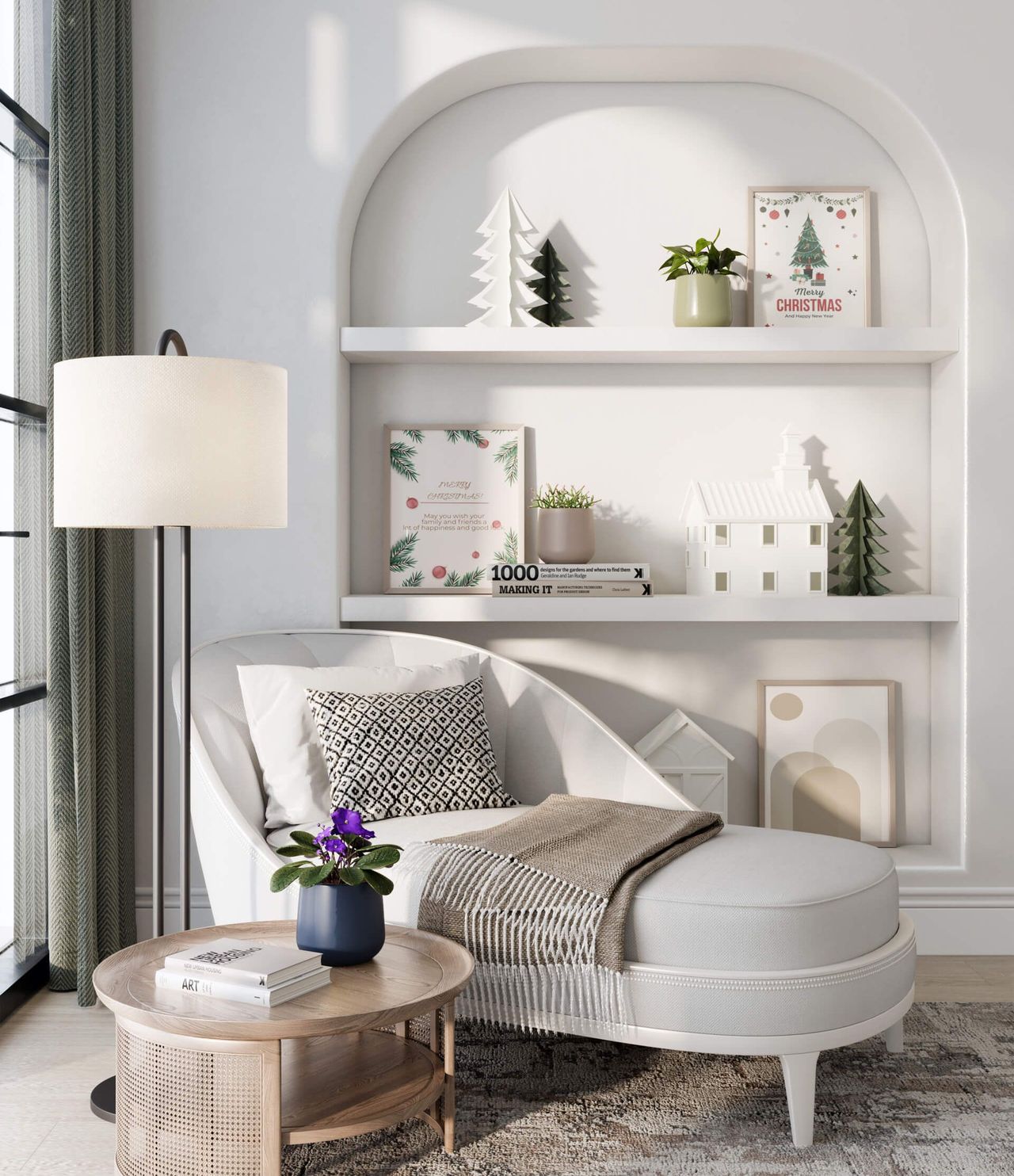 Christmas Decor and Pots 3D Rendering