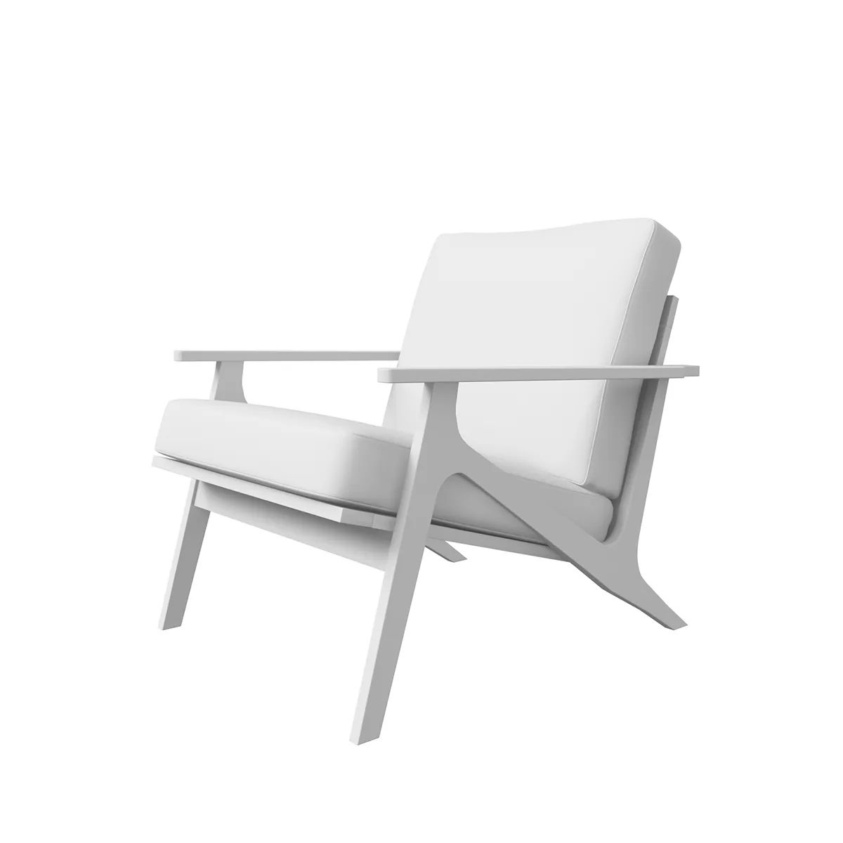 Grayscale Rendering of a Wood and Leather Chair