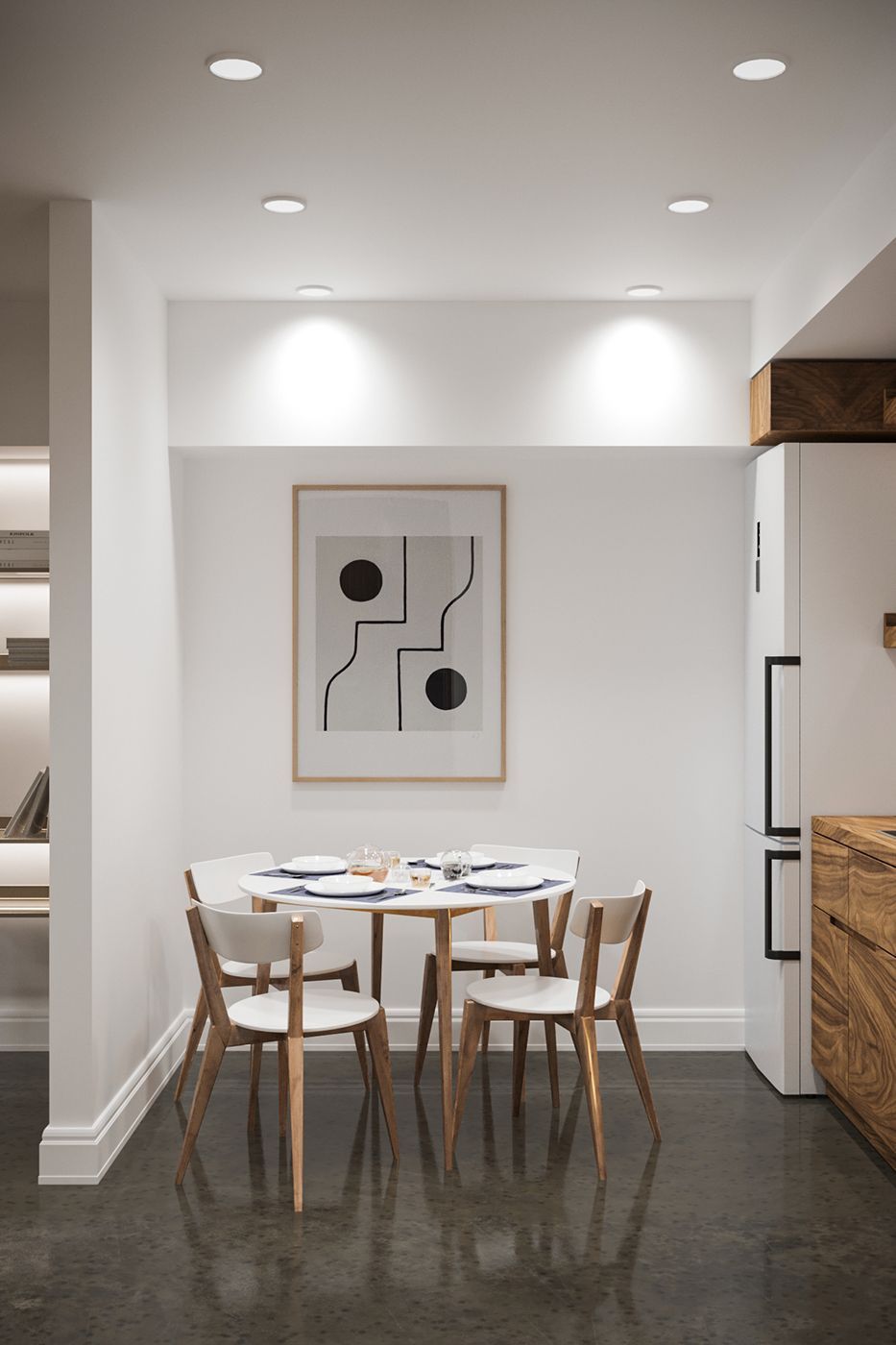 Lifestyle Rendering of a Dining Zone in a Furniture Store