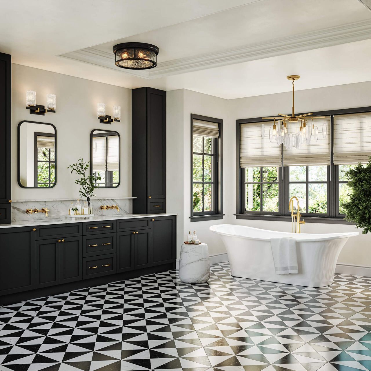 Lifestyle 3D Visualization of Light Fixtures in Bathroom