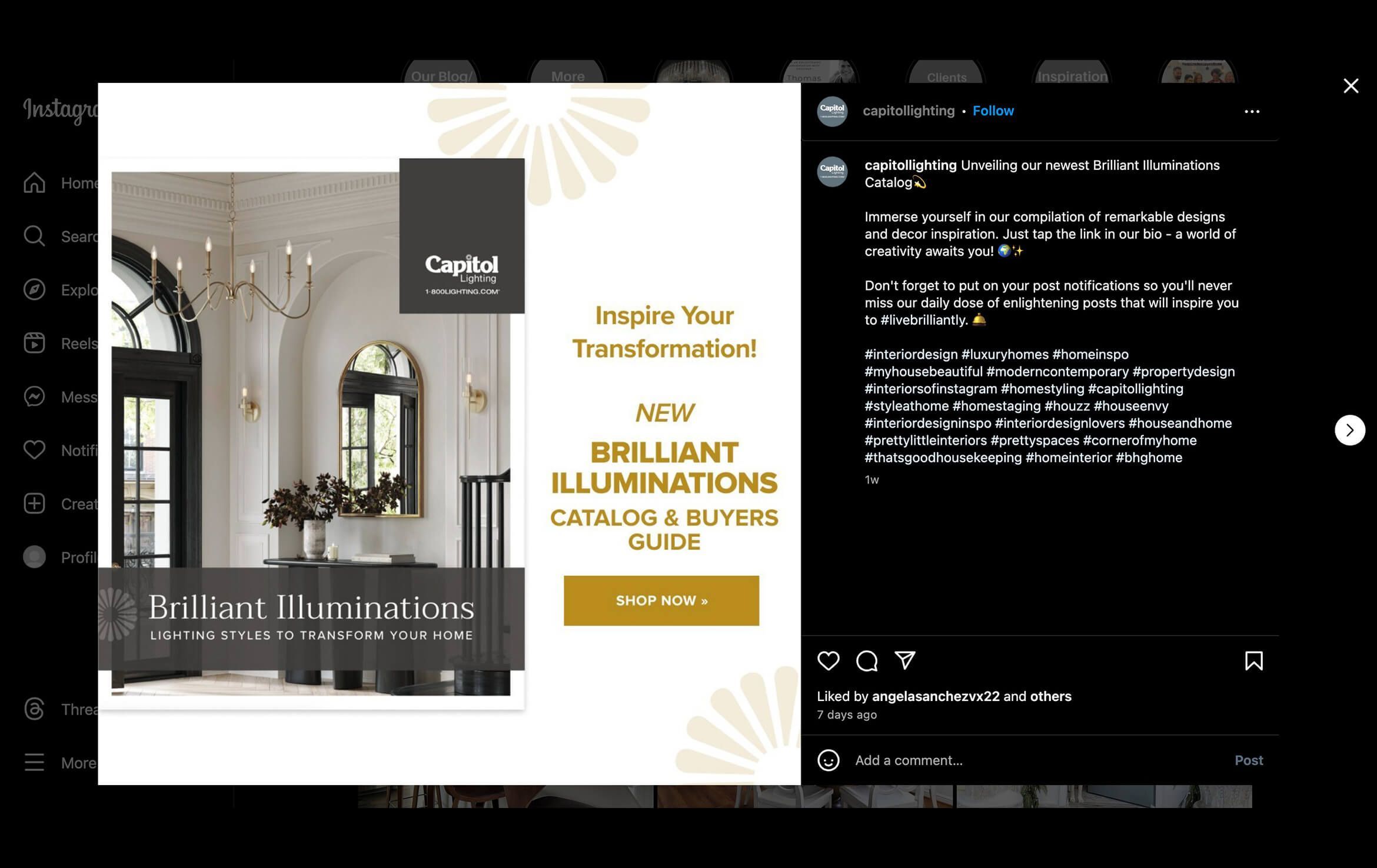 3D Rendering of Light Fixtures for Social Media