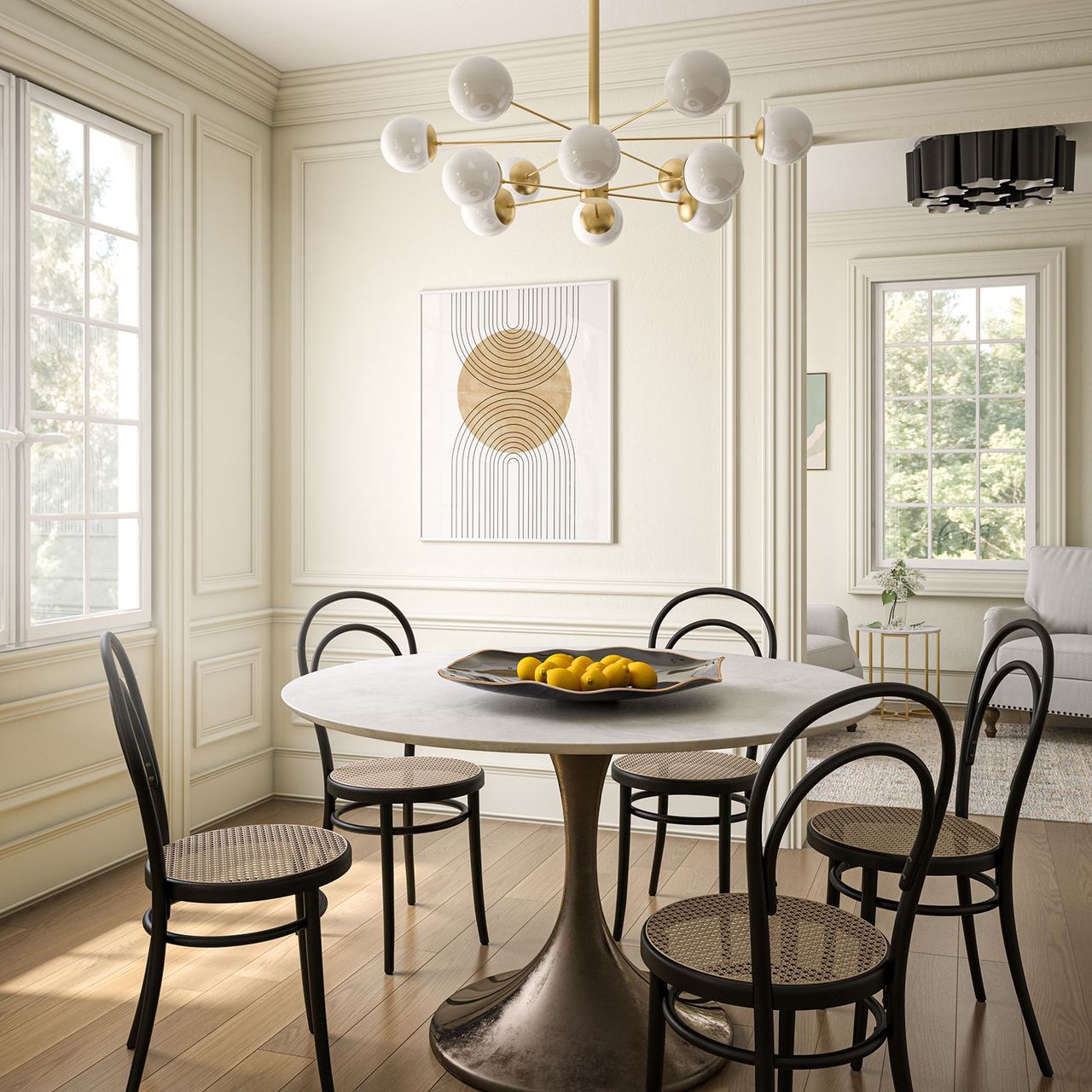 Lifestyle 3D Render of Cashmere White Oak Floor