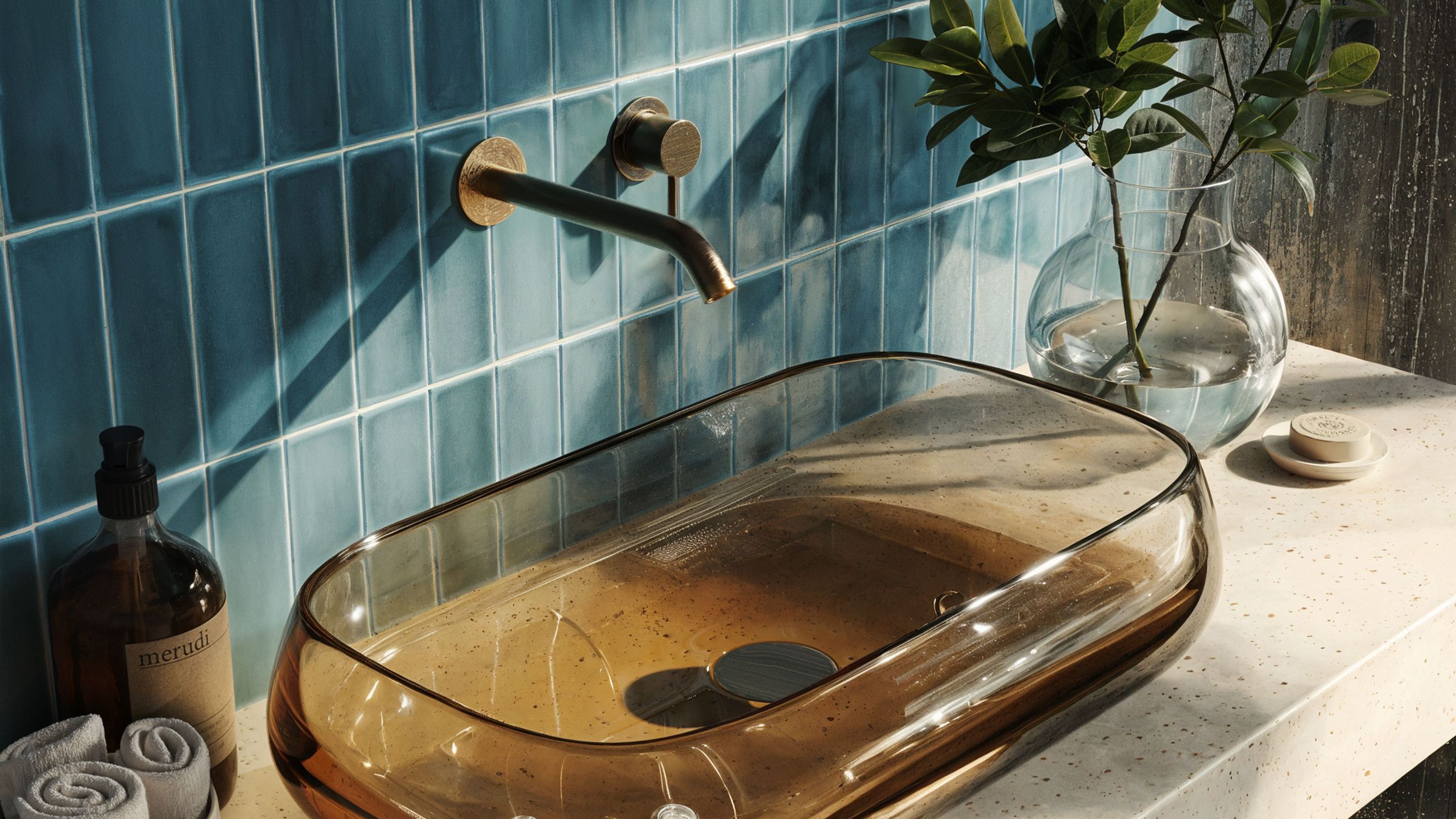 Close-up 3D Rendering of Bathroom Products