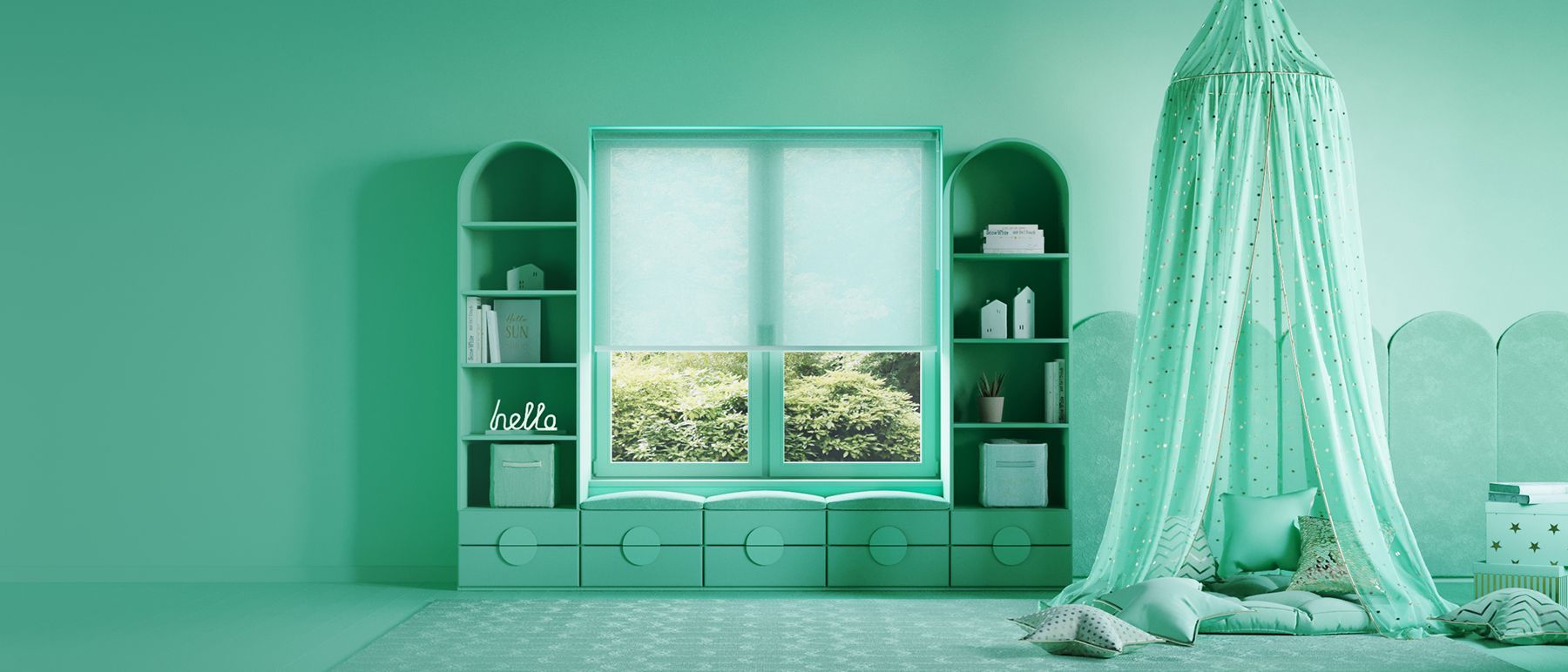 Mint Lifestyle 3D Rendering for Blinds