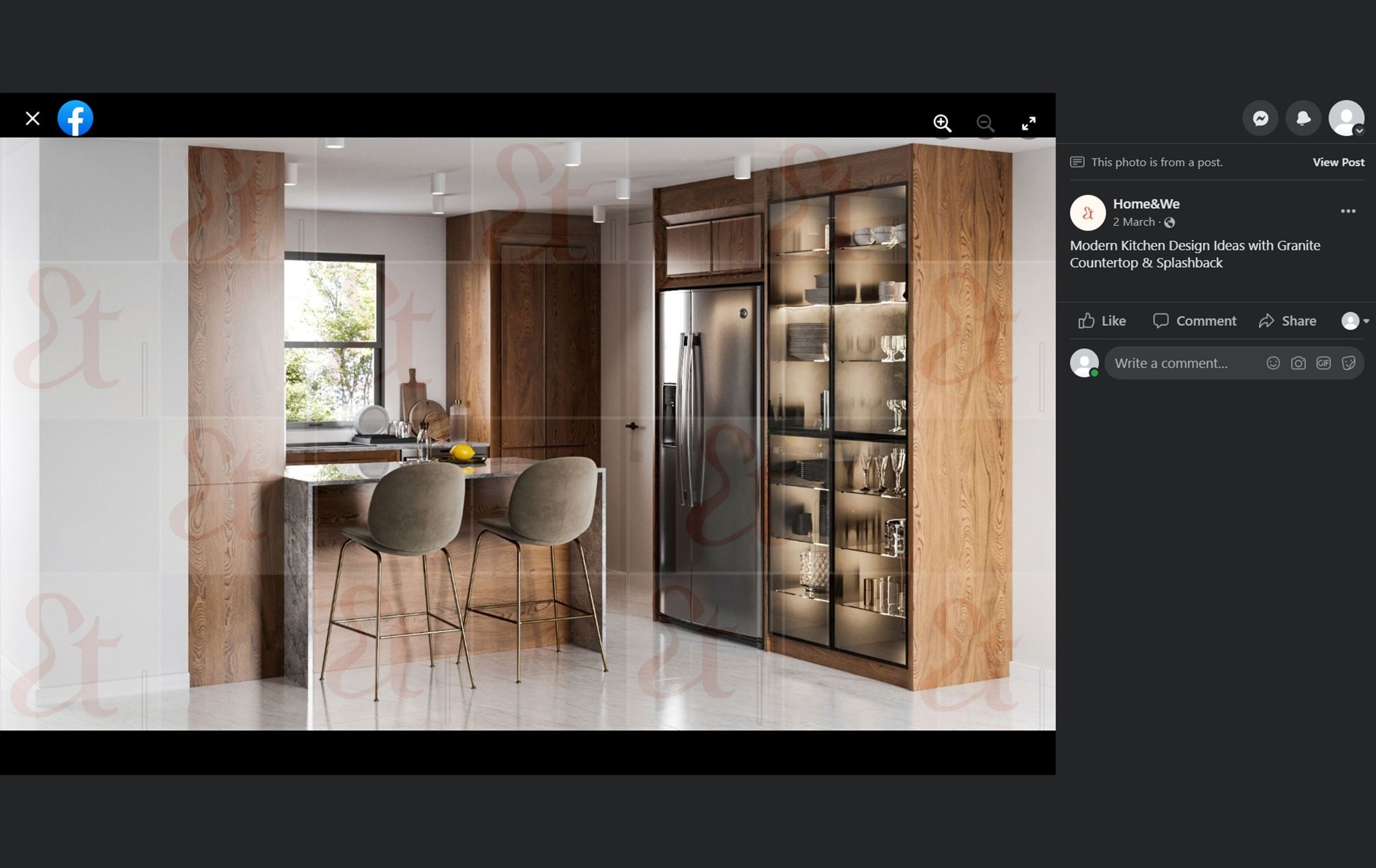 Lifestyle Rendering of a Kitchen Design on Facebook