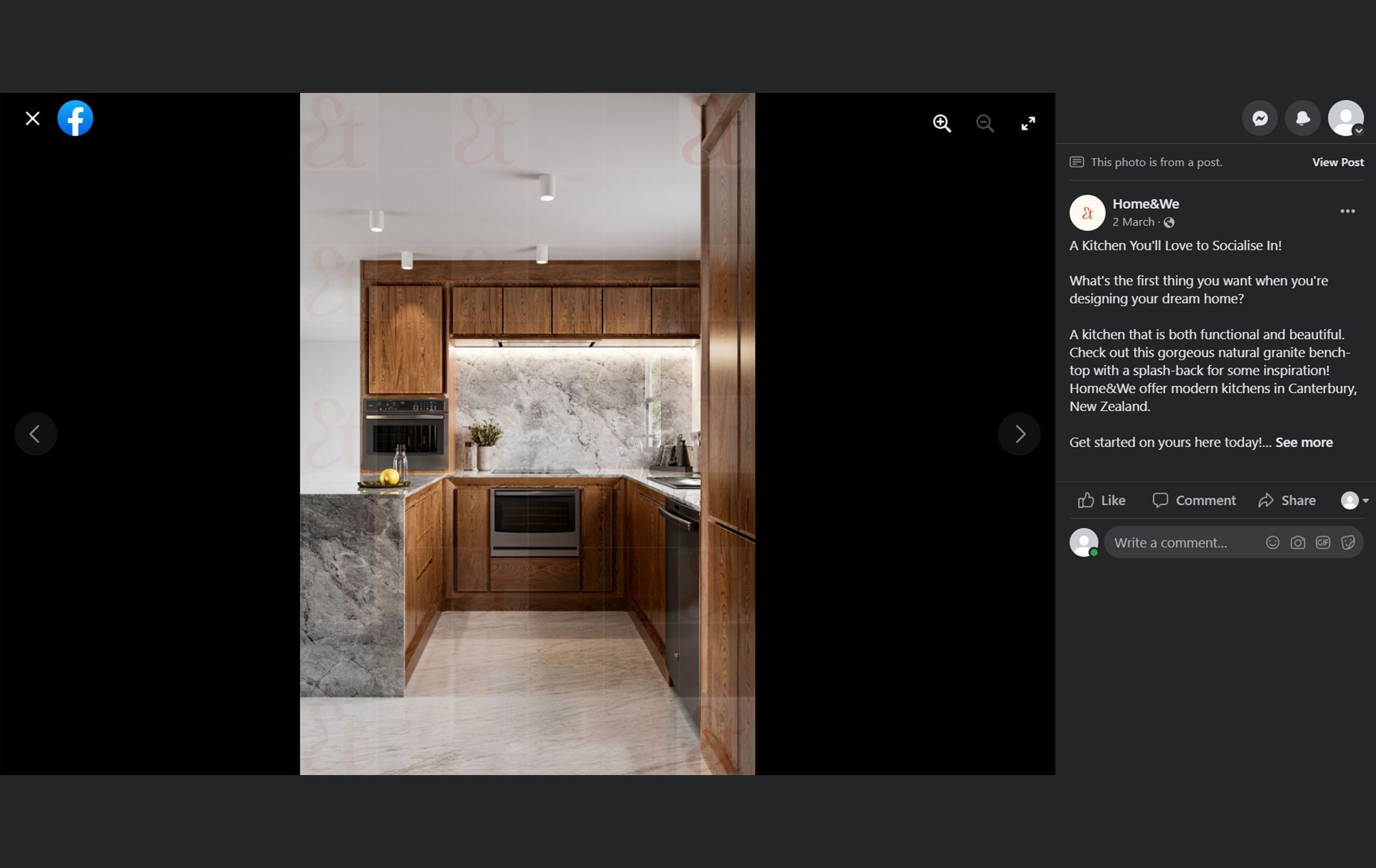 Lifestyle Rendering of a Kitchen Design on Social Media