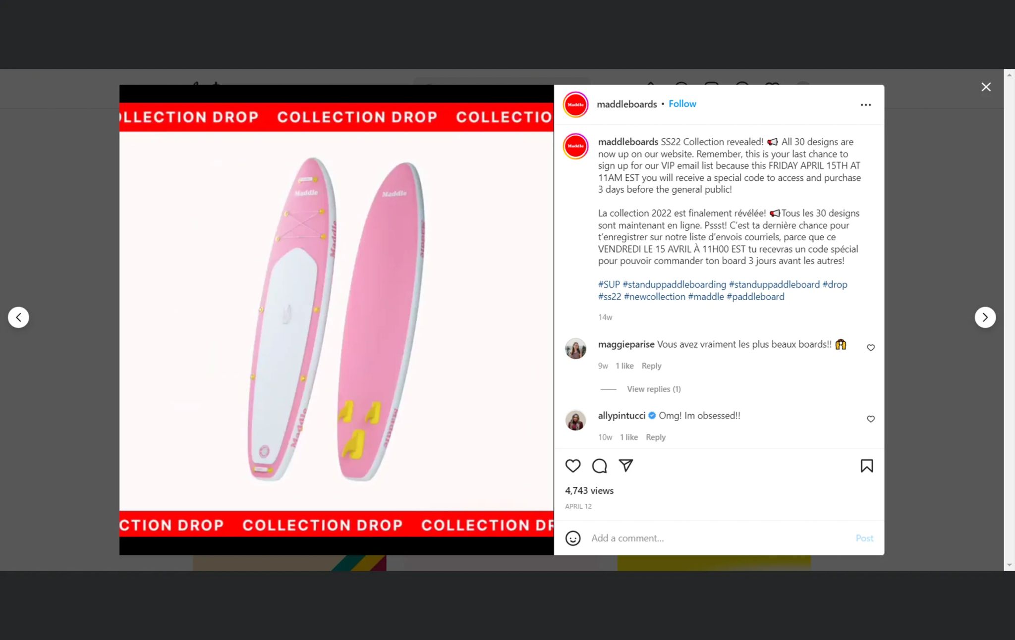 3D product visualization of pink paddleboards showcasing 3D modeling and rendering techniques