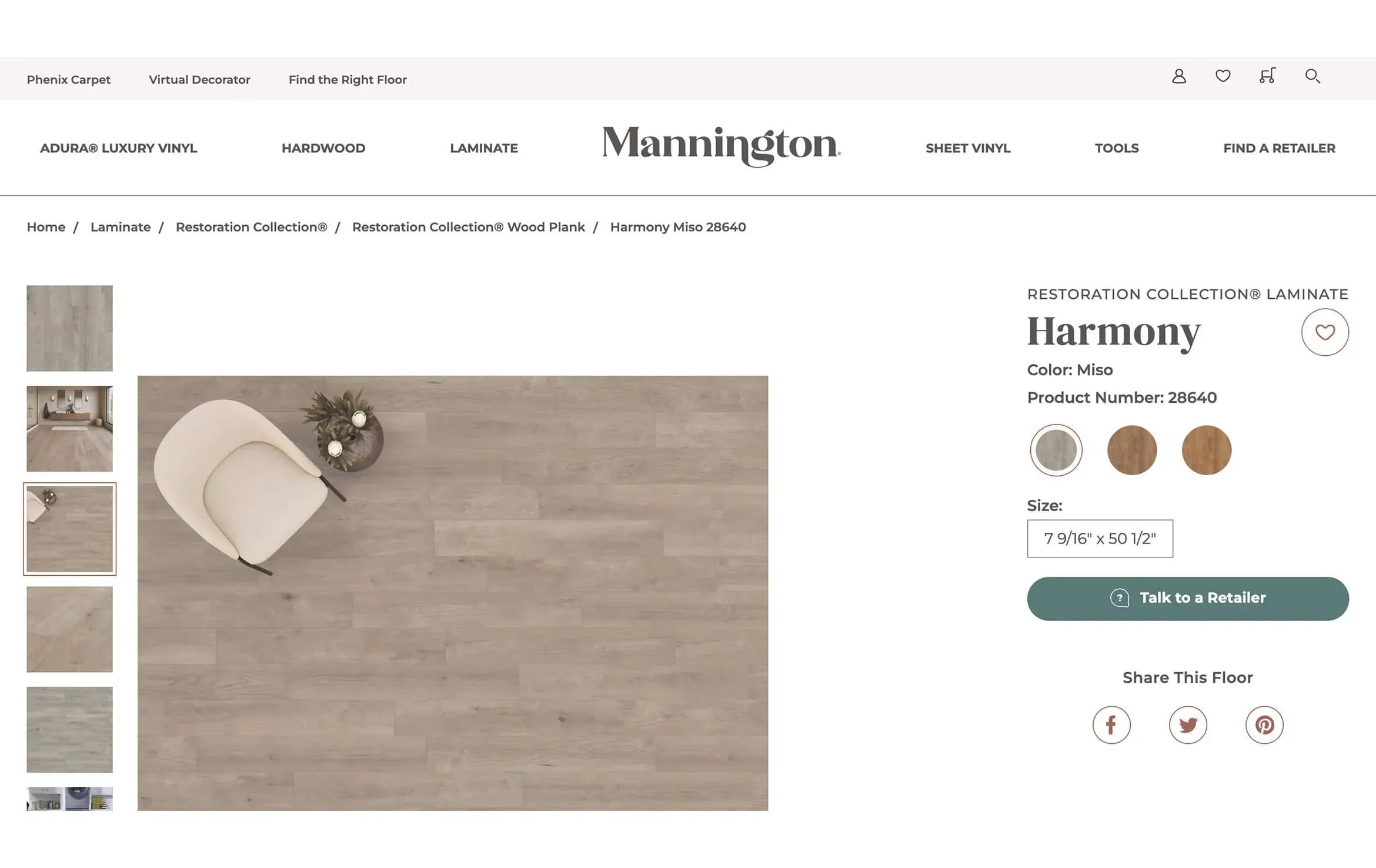 3D furniture modeling and rendering of Harmony Miso laminate flooring, showcasing realistic 3D interior visualization and photorealistic CGI product photography.