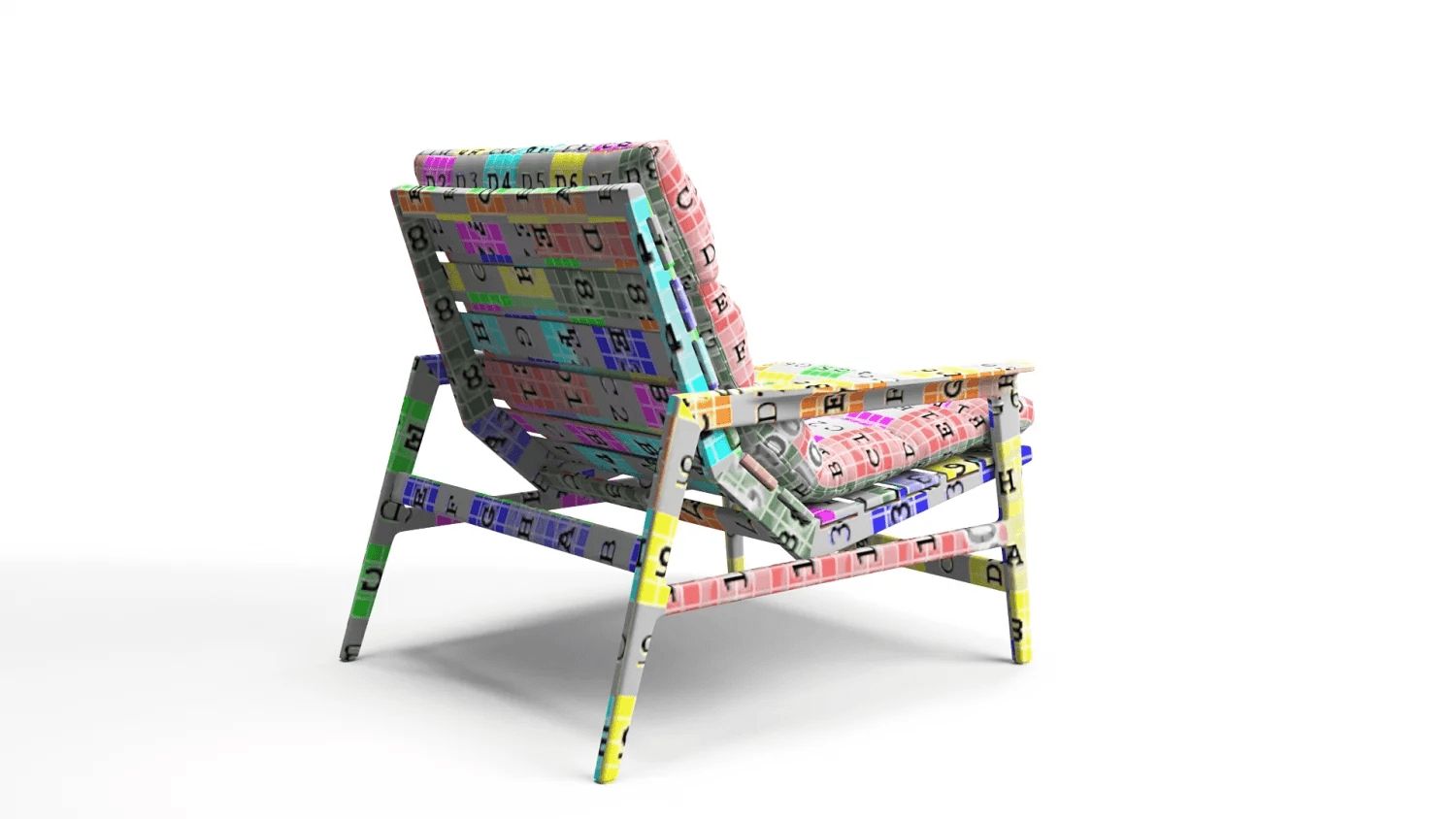 Texture mapping for a chair 3D model: Back view