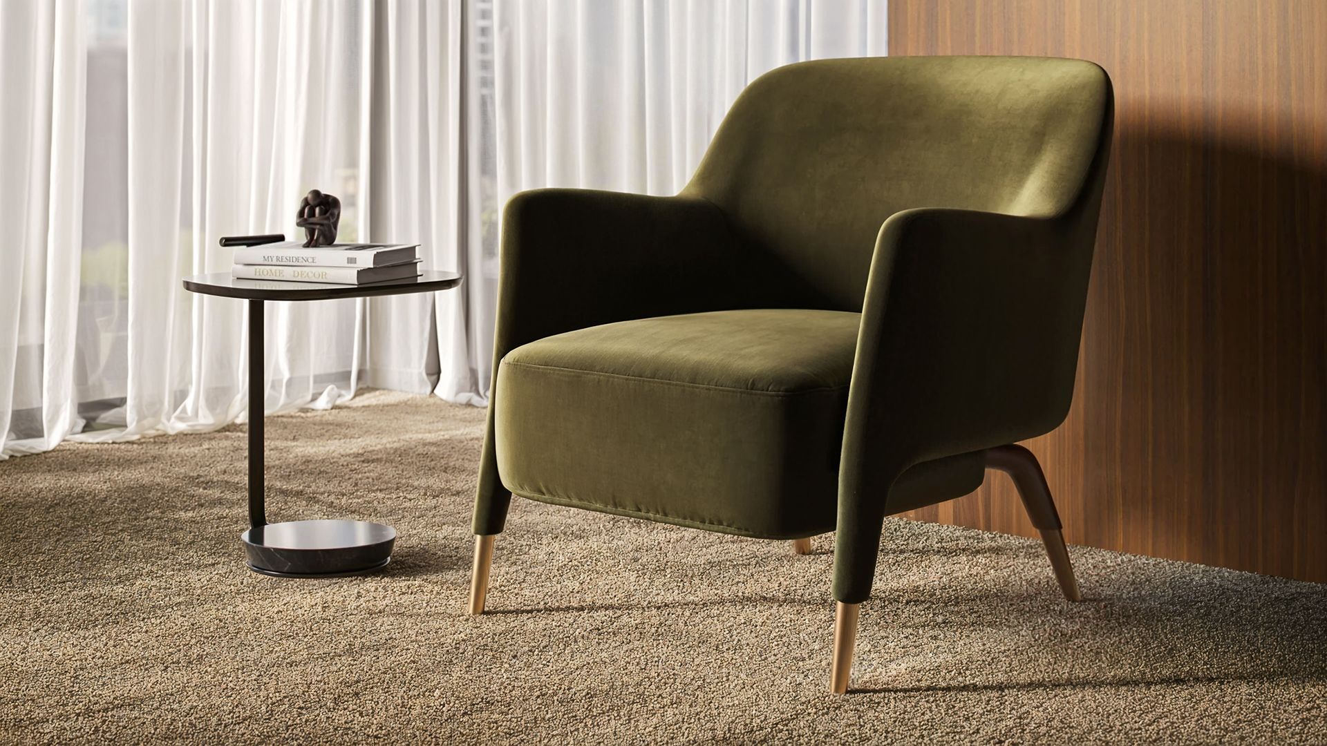 Lifestyle 3D Render of a Green Armchair