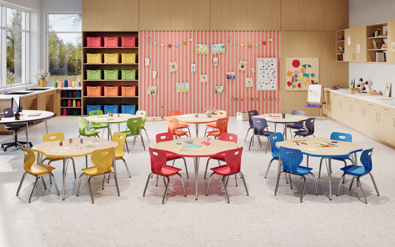 Art Room Lifestyle Render for Classroom Furniture