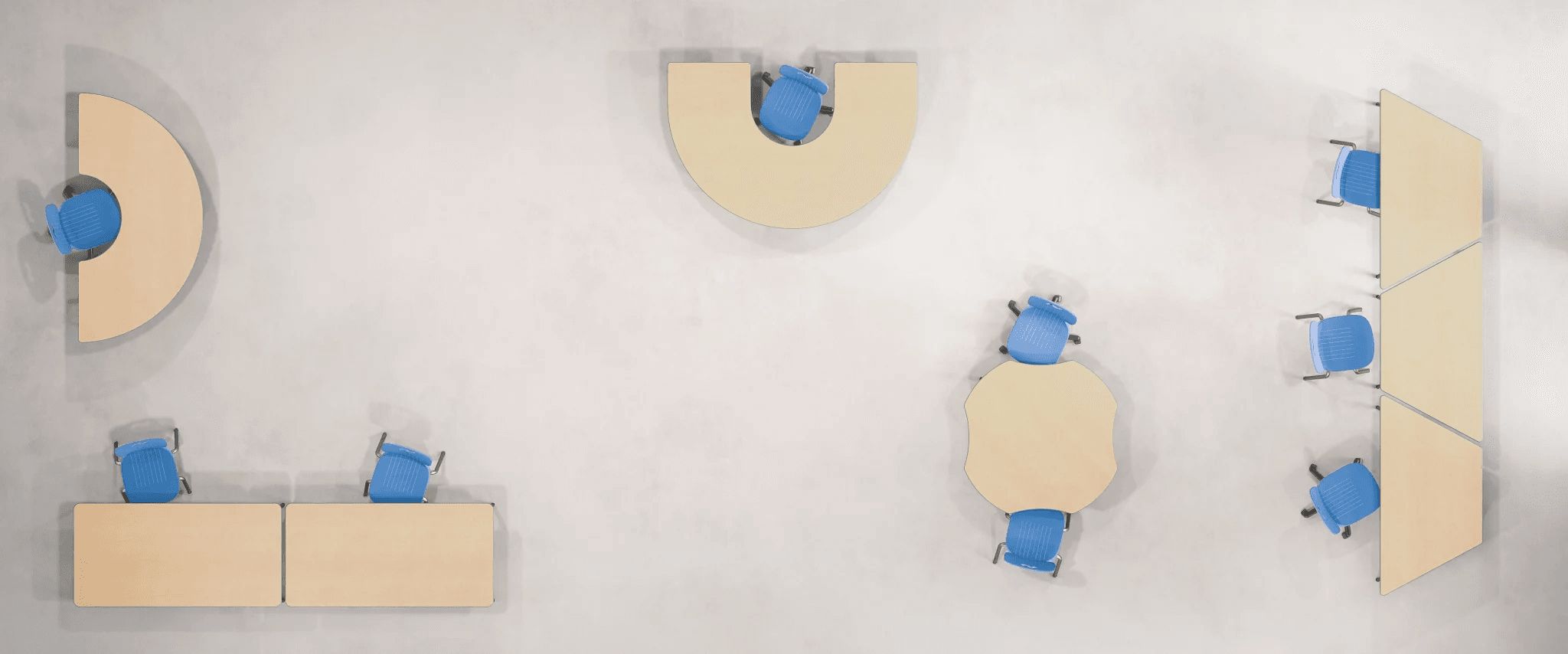 Top-view Classroom Furniture CGI