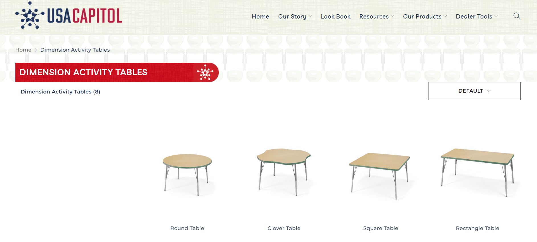 Classroom Furniture CGI for a Site's Product Listing Page