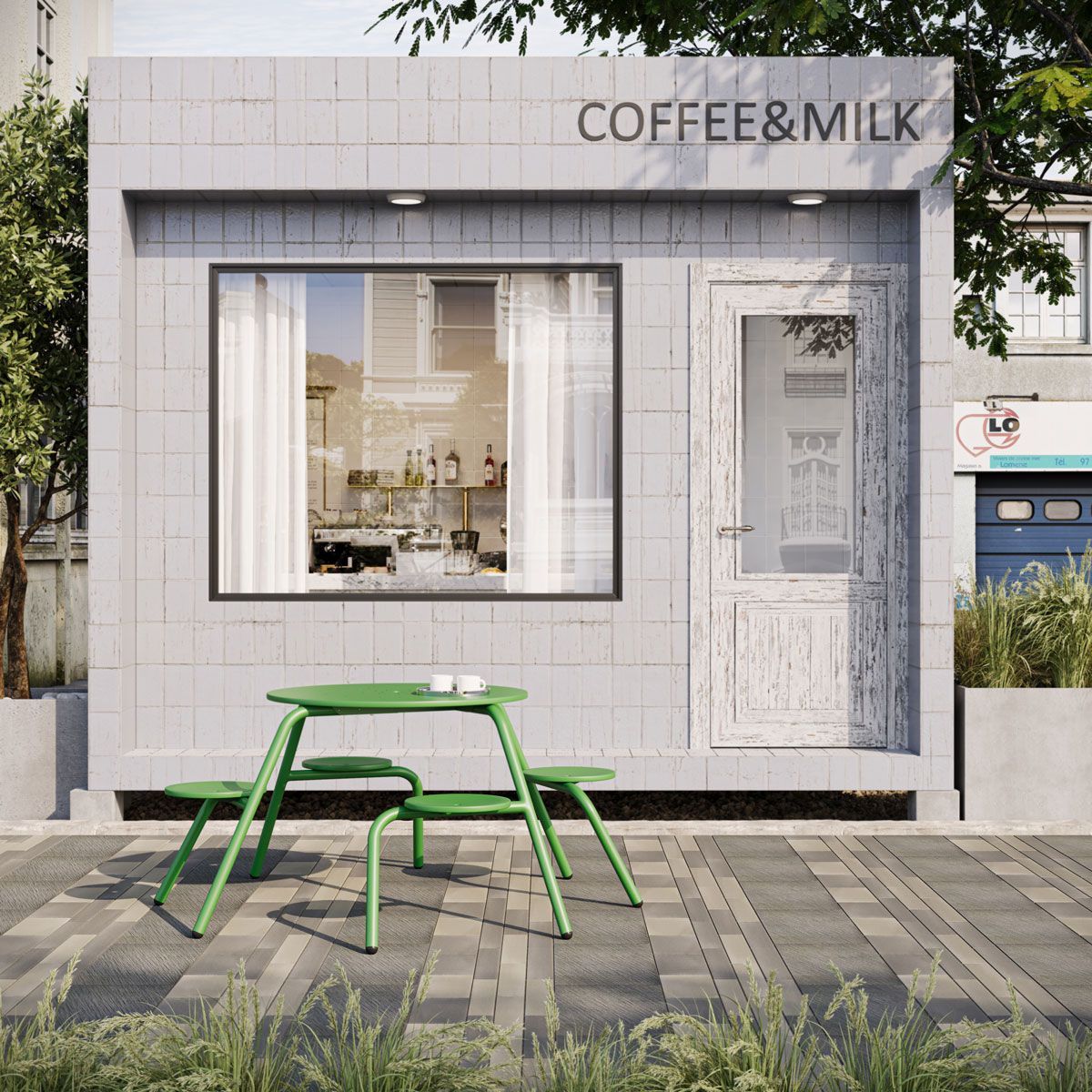 Coffee Shop Exterior 3d Visualization