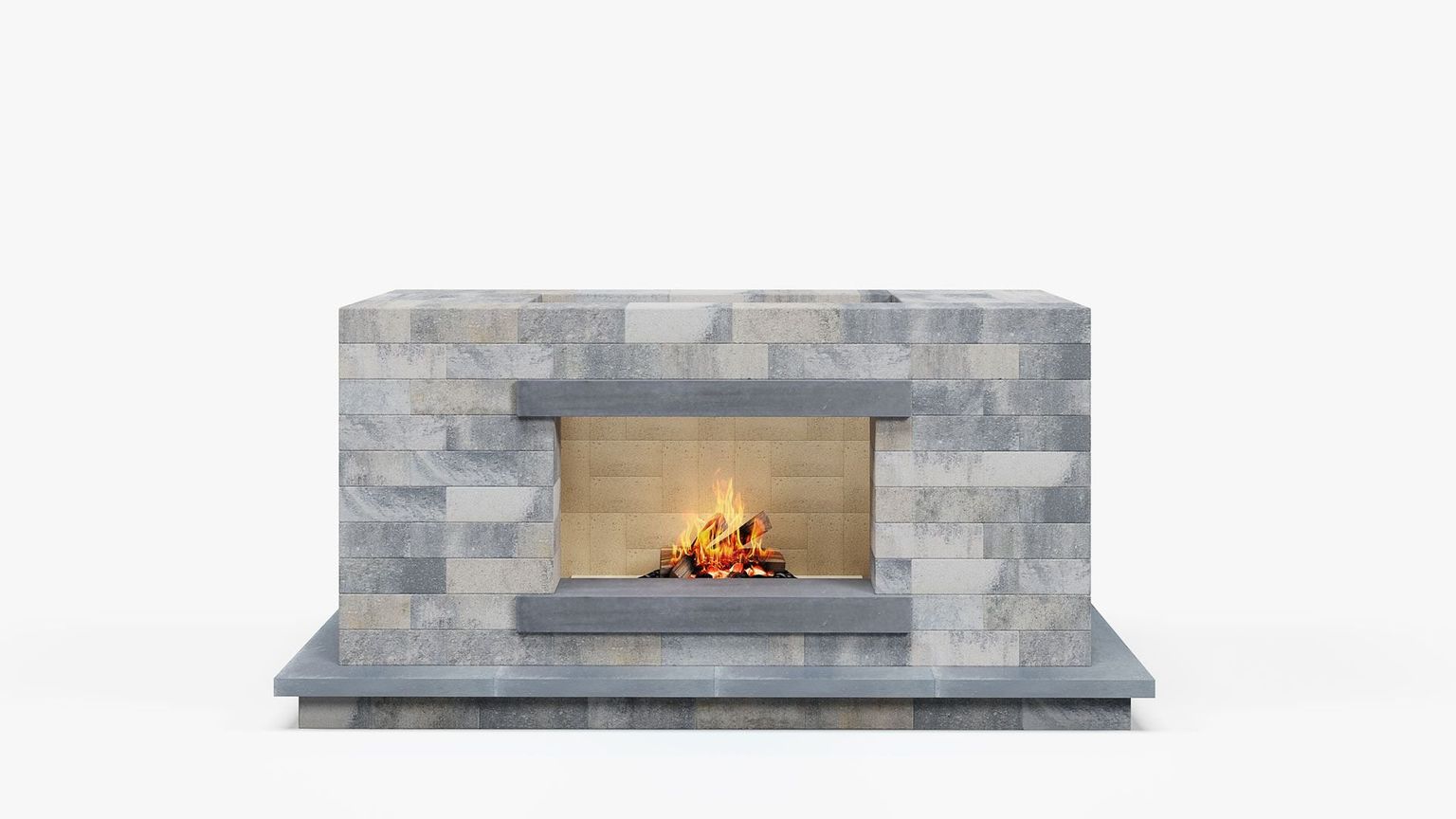 Fireplace against White 3D Visualization