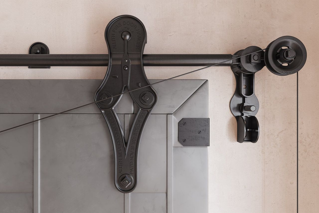 Iron Door on a Plain Wall Close-Up Rendering