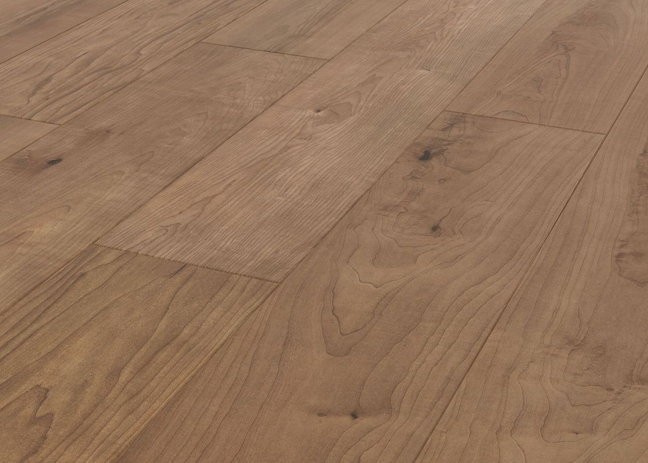 3D visualization of medium brown wood flooring with detailed grain texture shown close up