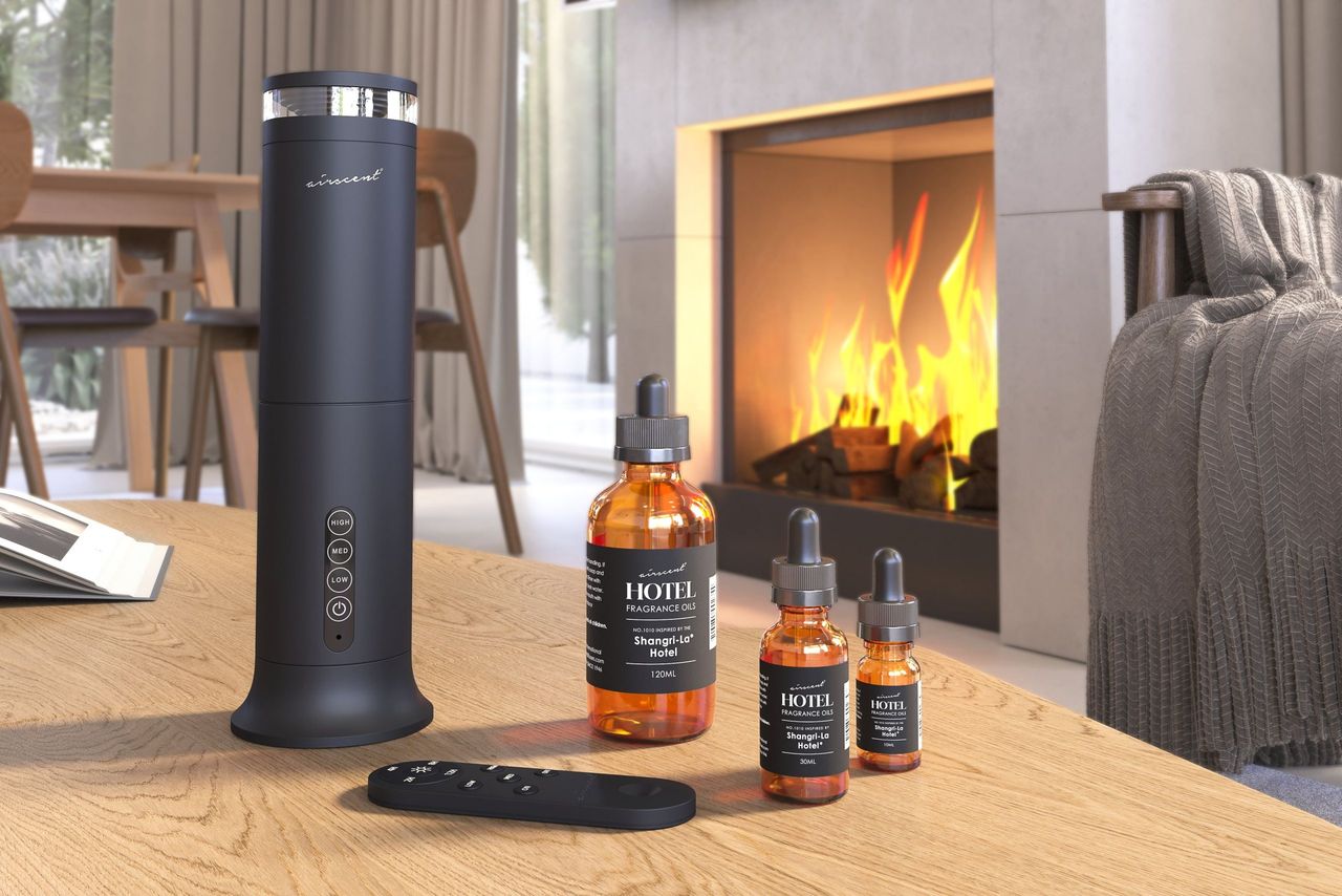 Fragrance Bottles Group Shot Near a Fire Place