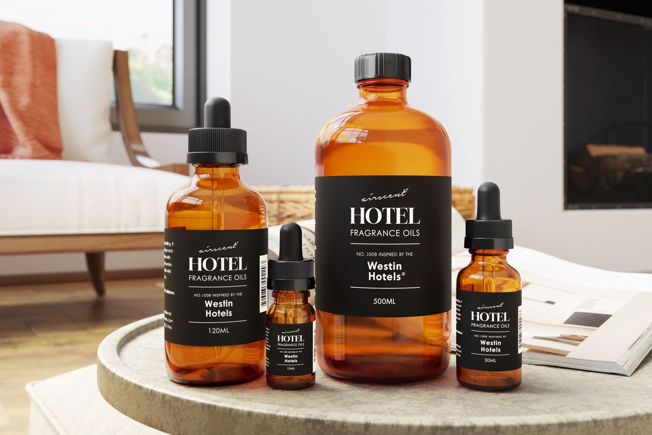 Fragrance Bottles Group View on a Coffee Table