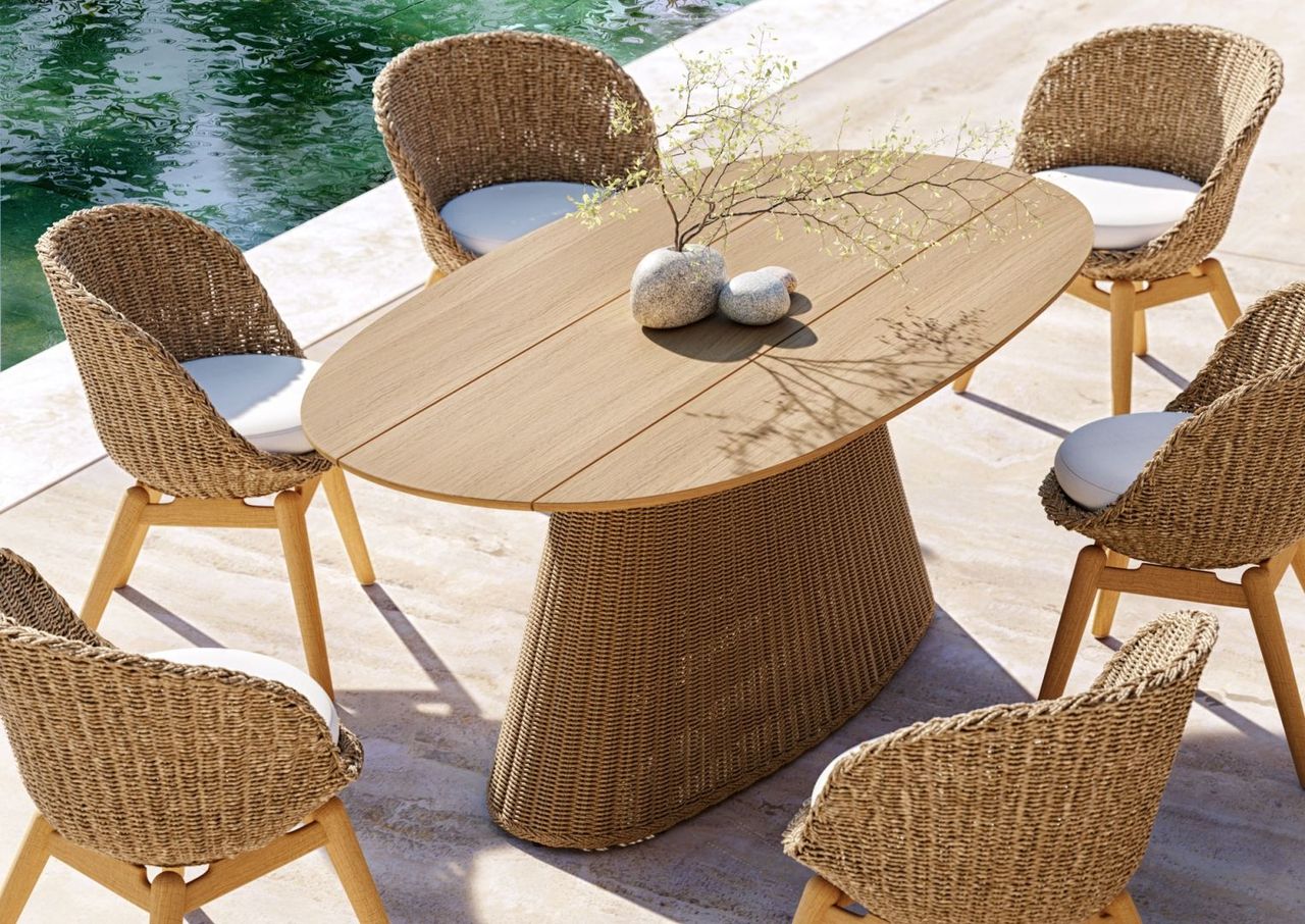 Poolside Dining Set 3D Rendering