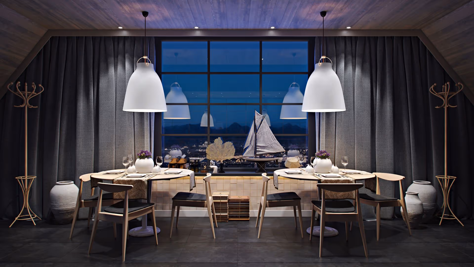 3D Rendering for Stylish Restaurant Chairs and Tables