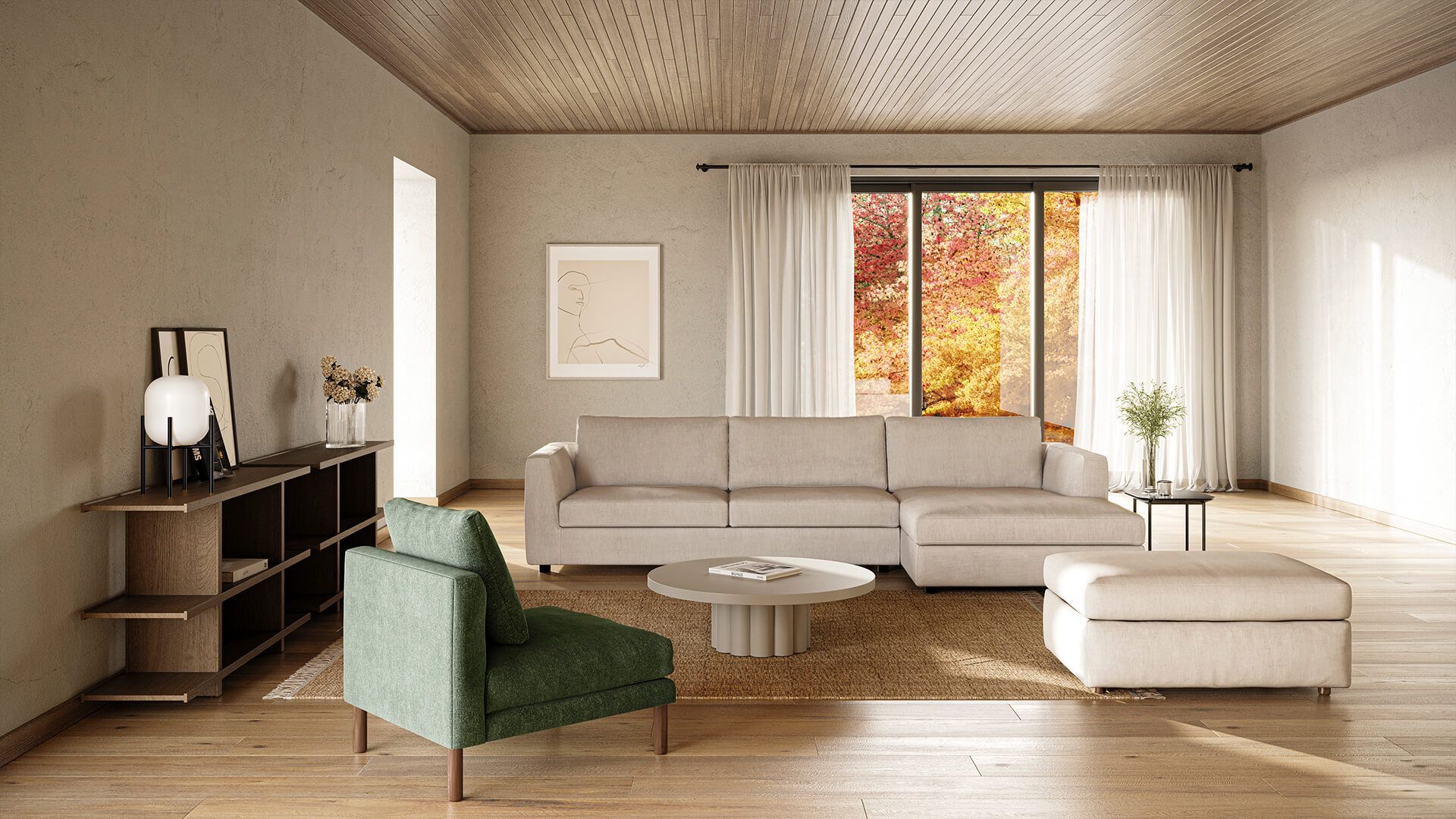 Living Room Furniture Set Rendering
