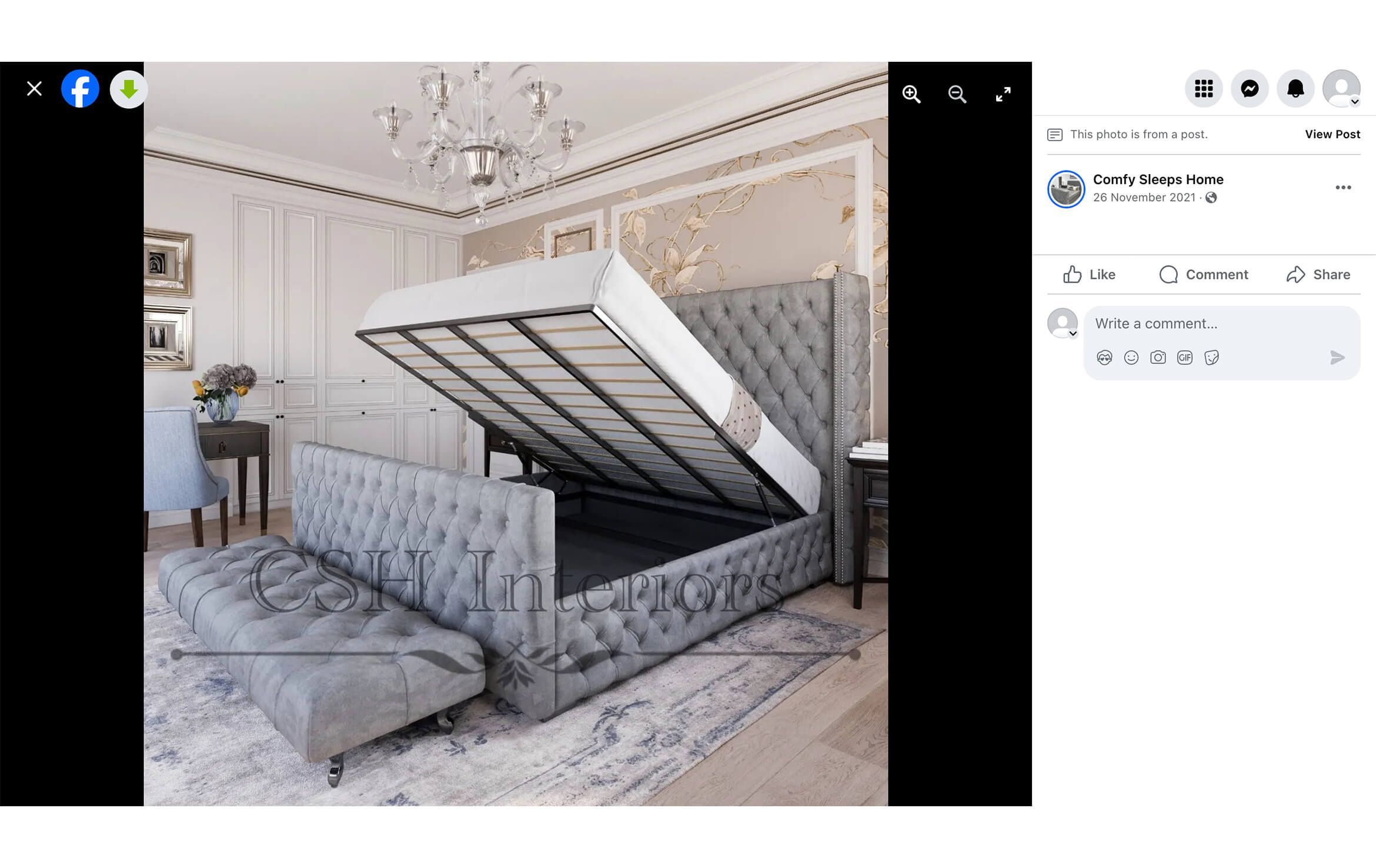 Handcrafted Beds CGI for CSH's Facebook