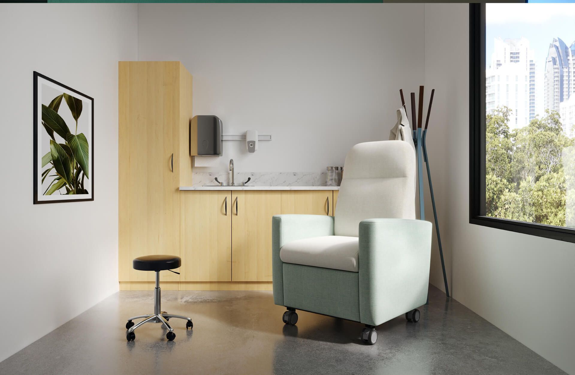 Two-Colored Armchair Lifestyle 3D Rendering