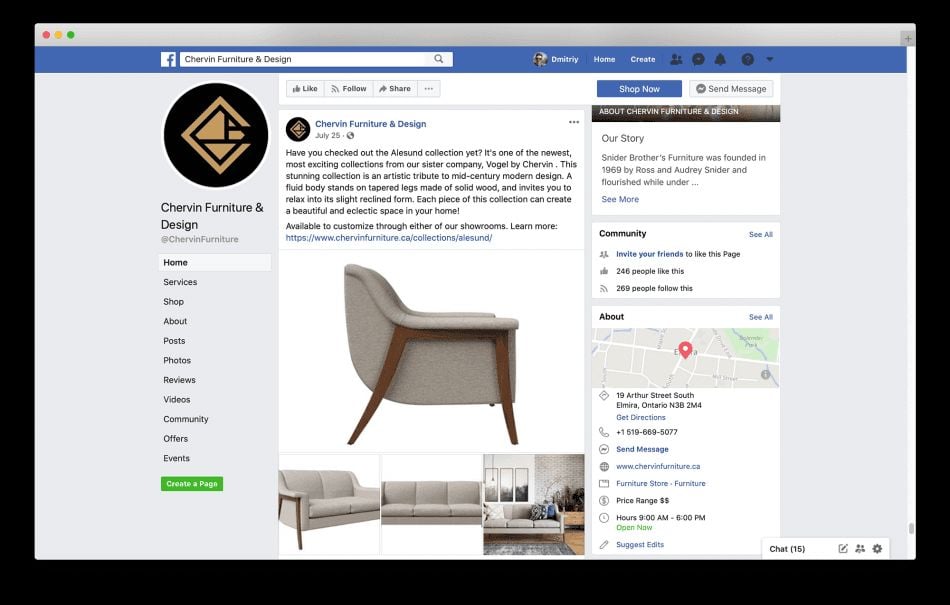 3D furniture rendering and visualization of a chair by Chervin Furniture & Design, showcasing bespoke 3D furniture modelling and photorealistic CGI.