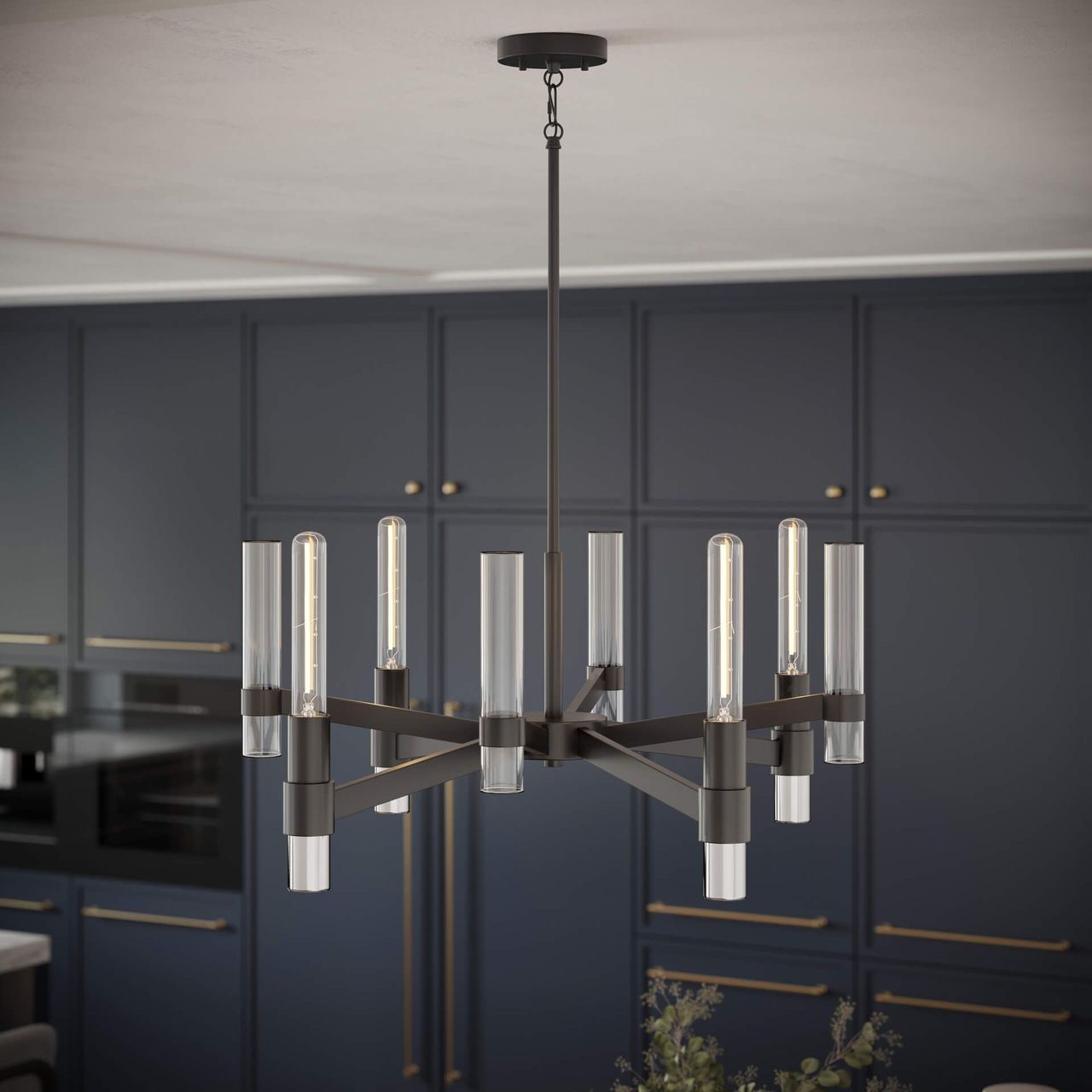 Lifestyle 3D Render of Black Chandelier