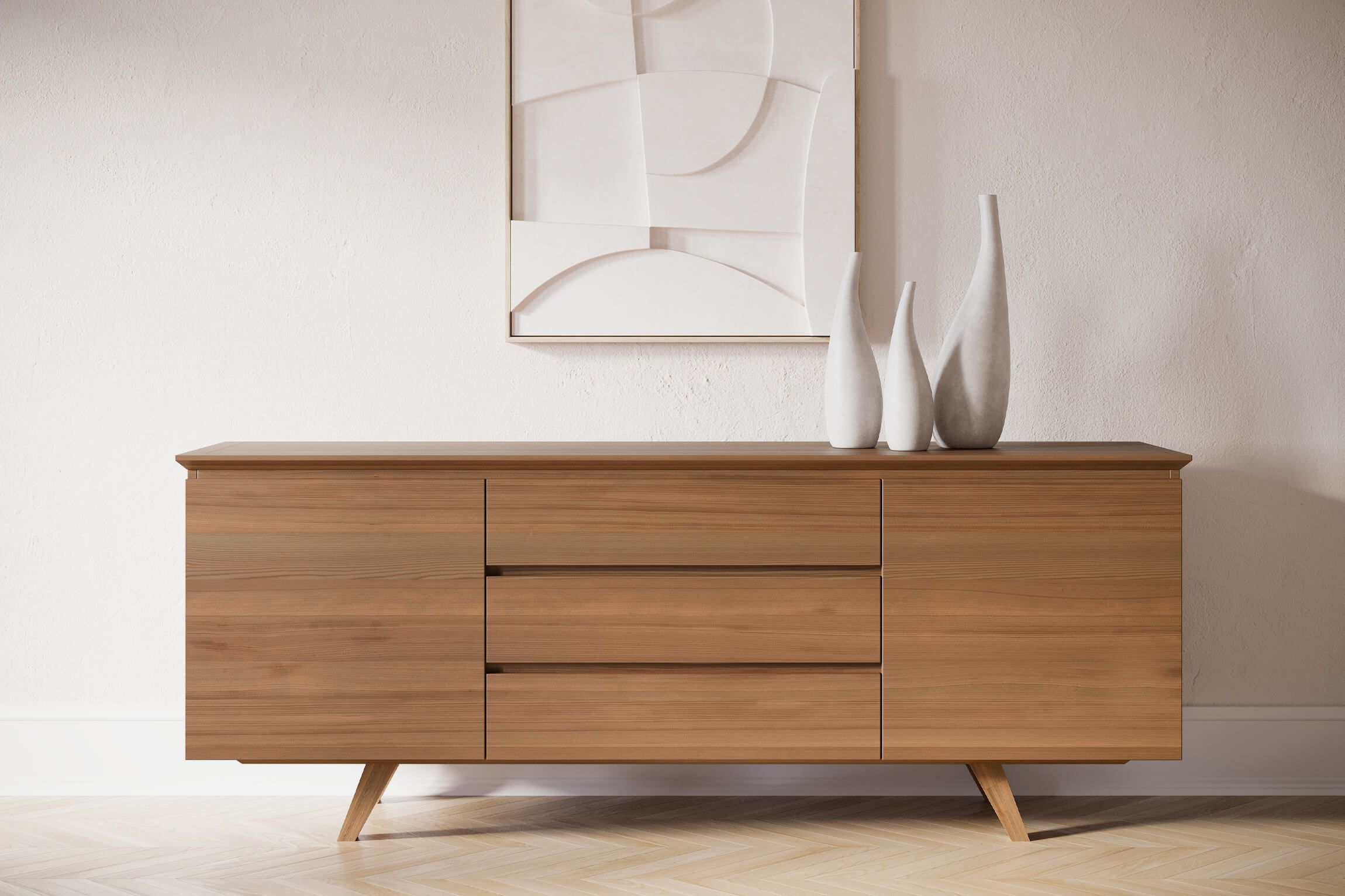 Lifestyle 3D Visualization of Wooden Cabinet