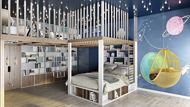 An Interior 3D Image of Two-Storey Children Room
