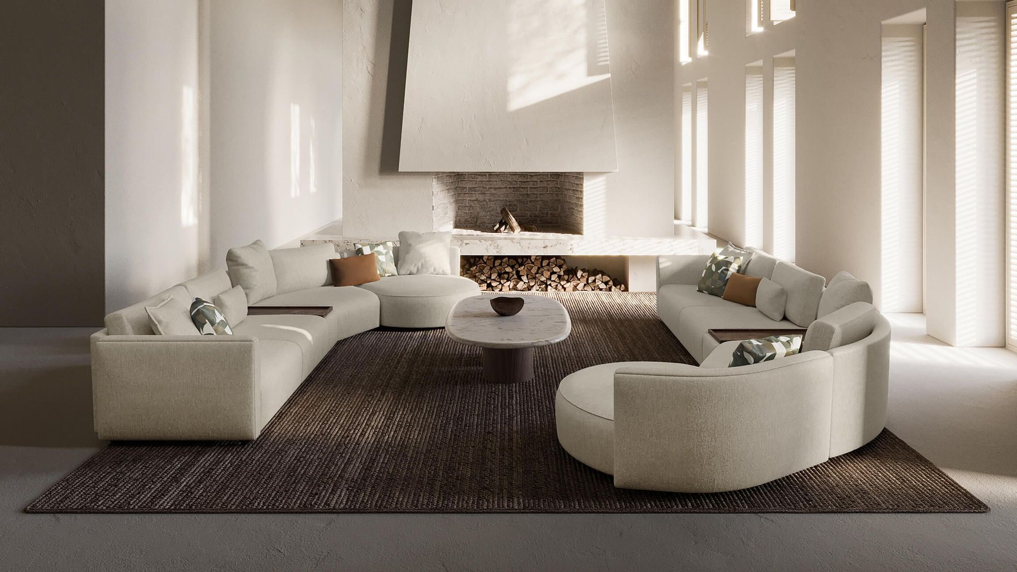 Double Sofa Set in Living Room Render