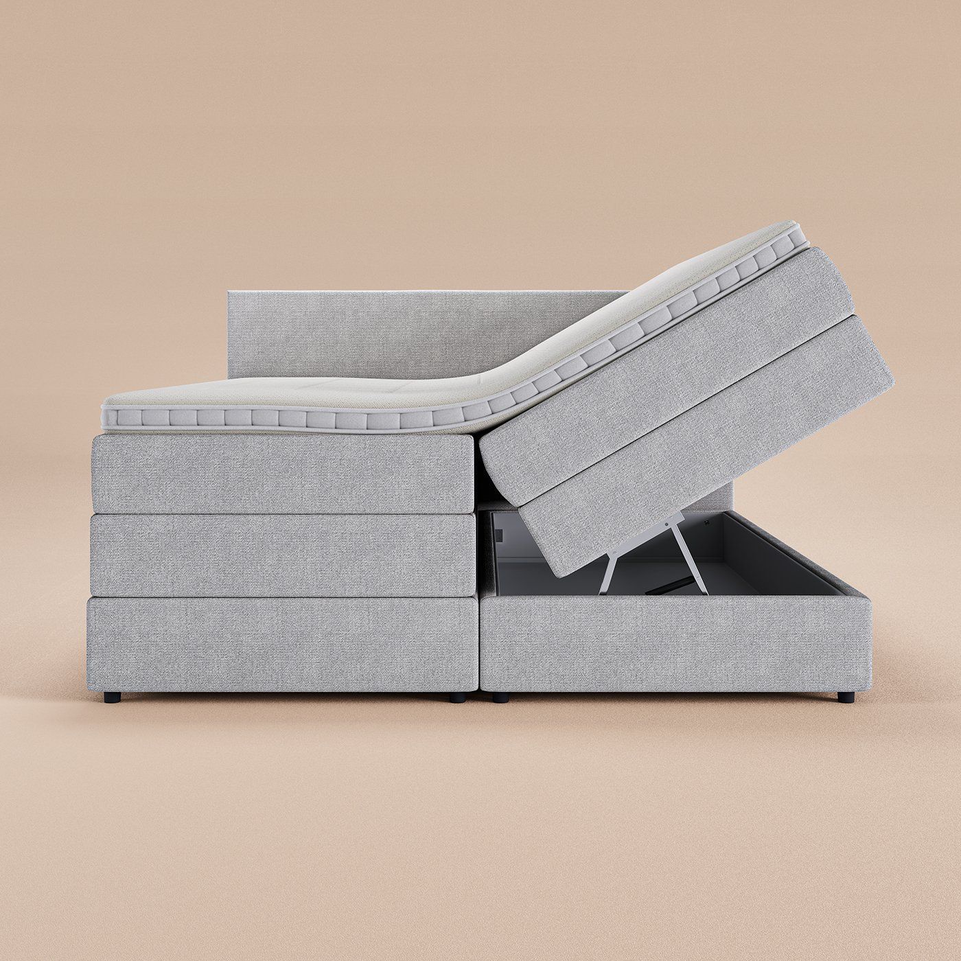 3D rendered image of an adjustable bed showcasing product visualization and product modeling