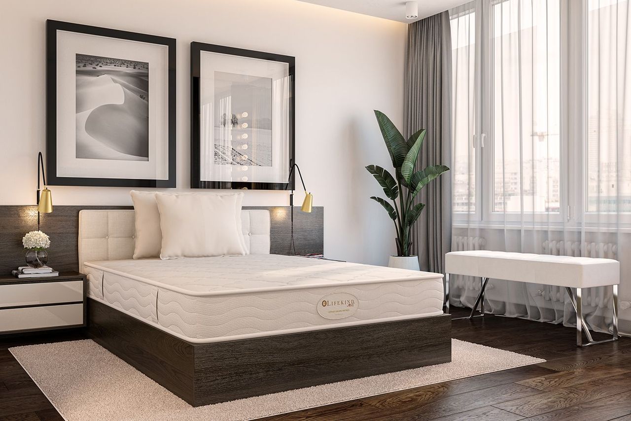 Lifestyle bedroom render for a mattress