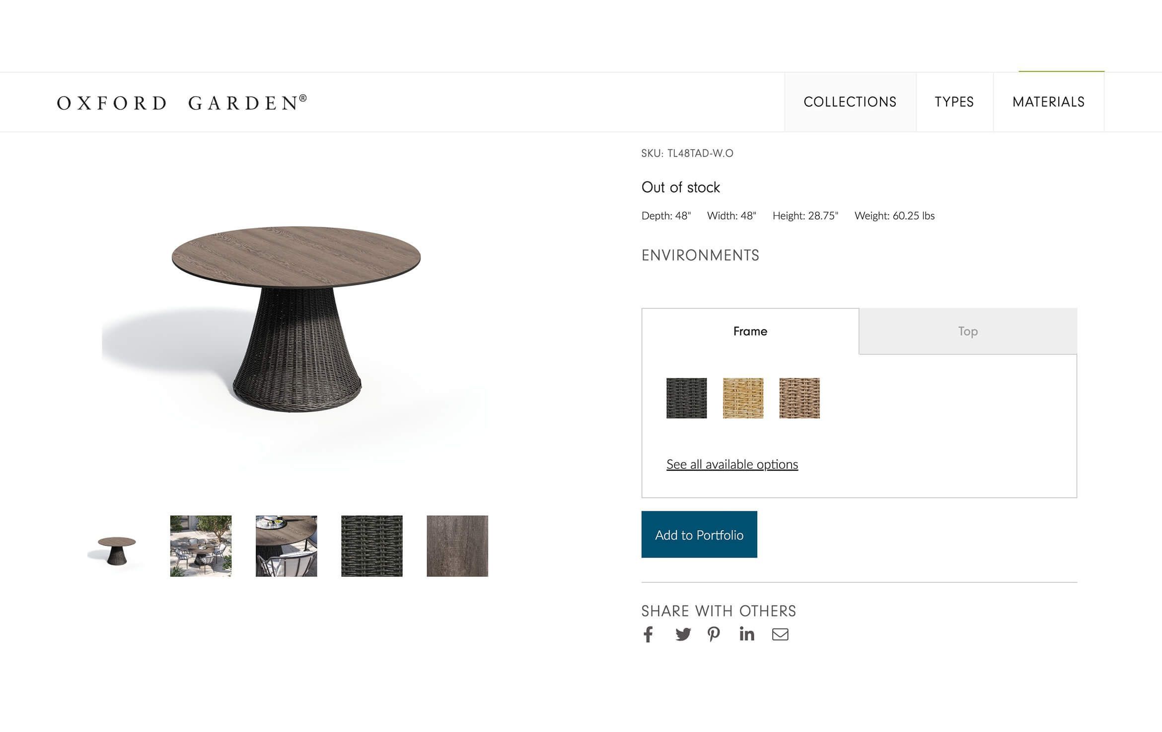 3D rendered image of Oxford Garden table showcasing realistic furniture rendering and 3D product visualization