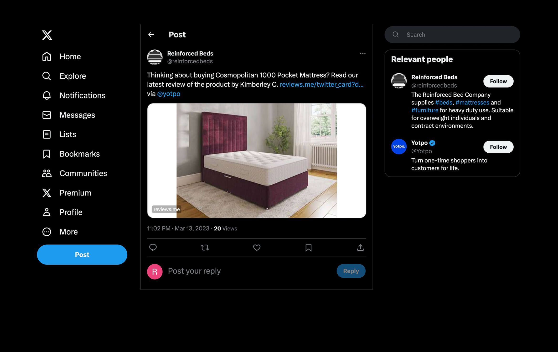 Product Rendering for Reinforced Beds Twitter